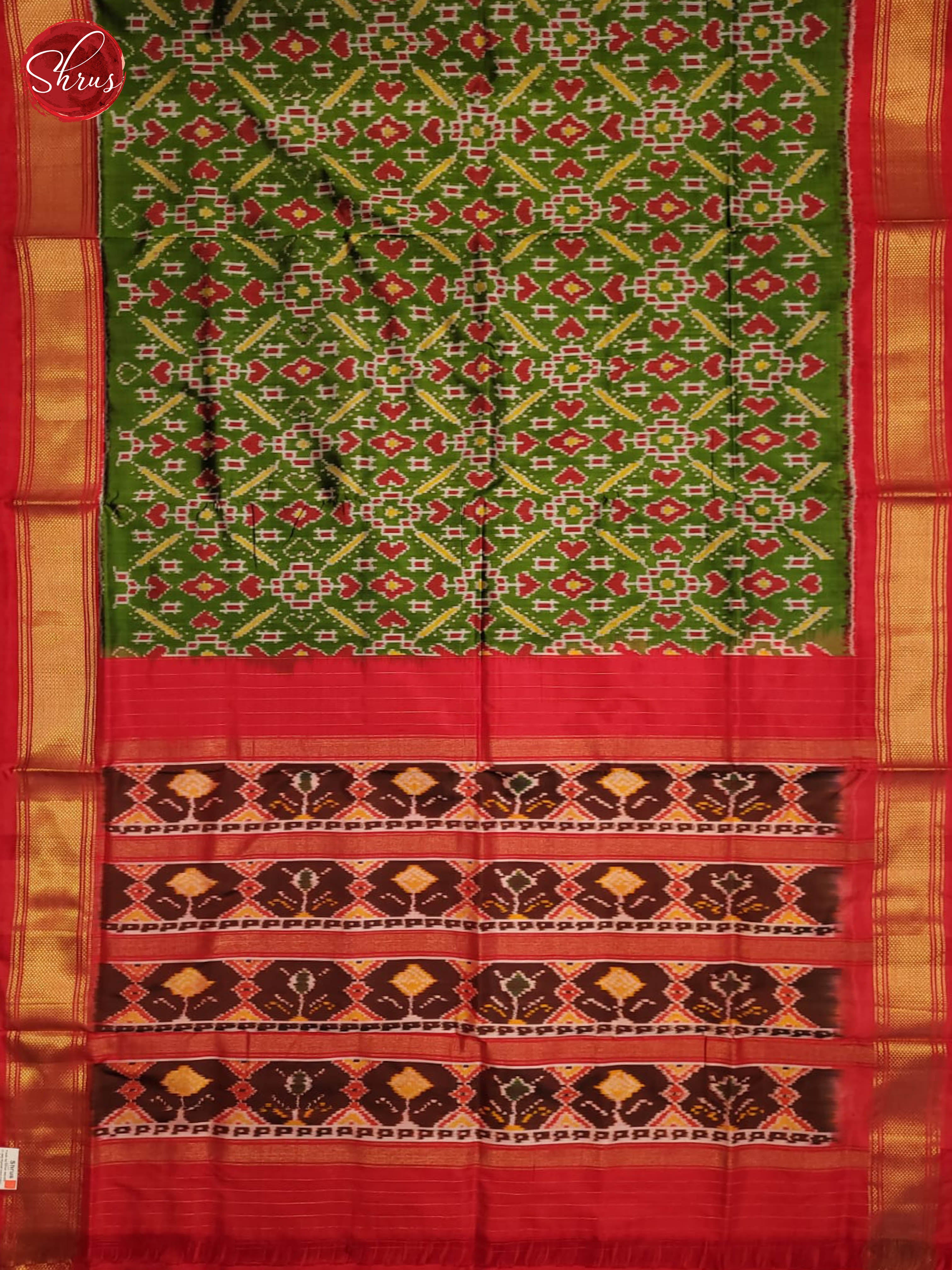 Green and Red- Ikkat Silk Saree - Shop on ShrusEternity.com