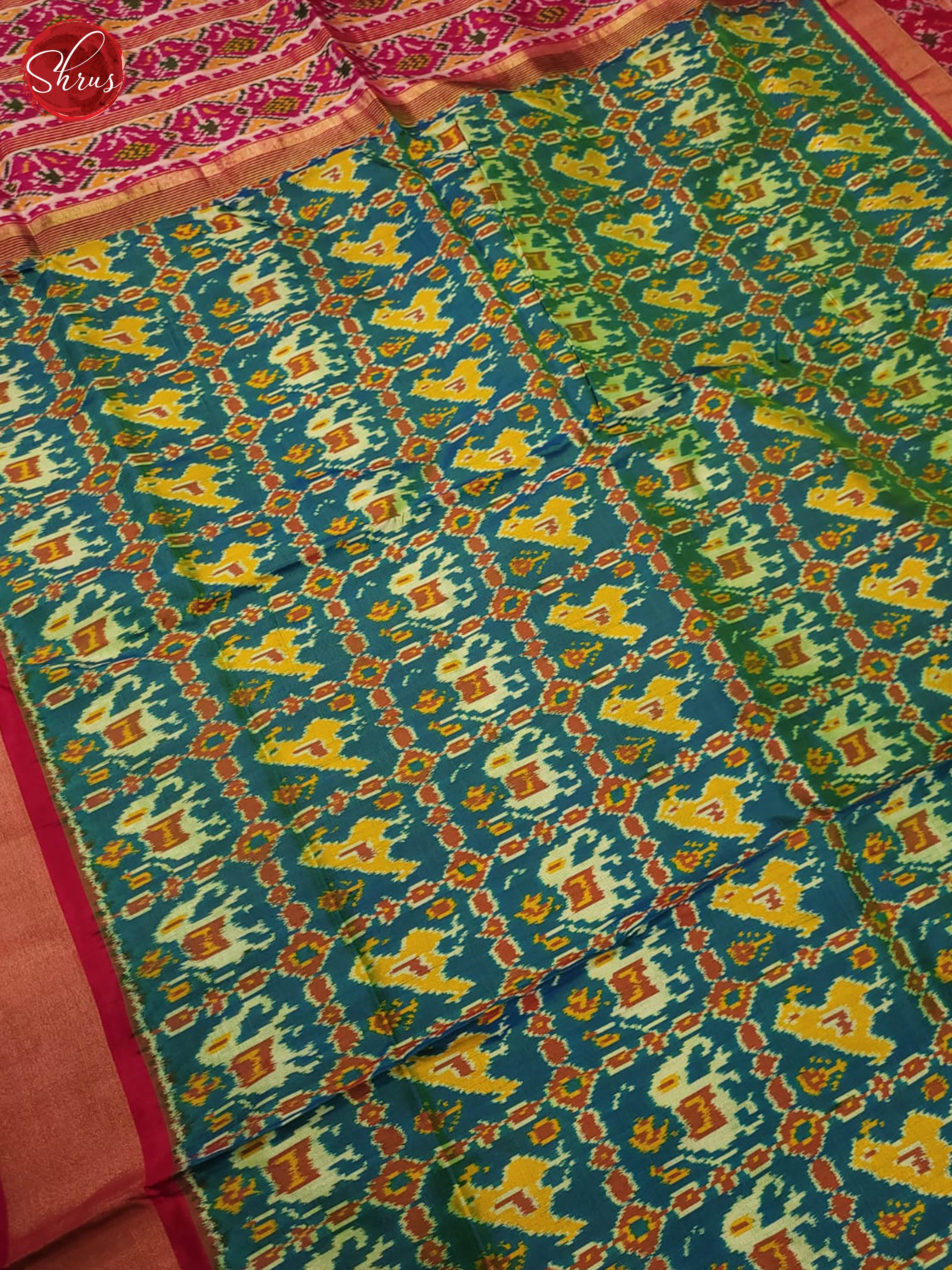 Green and pink- Ikkat Silk Saree - Shop on ShrusEternity.com