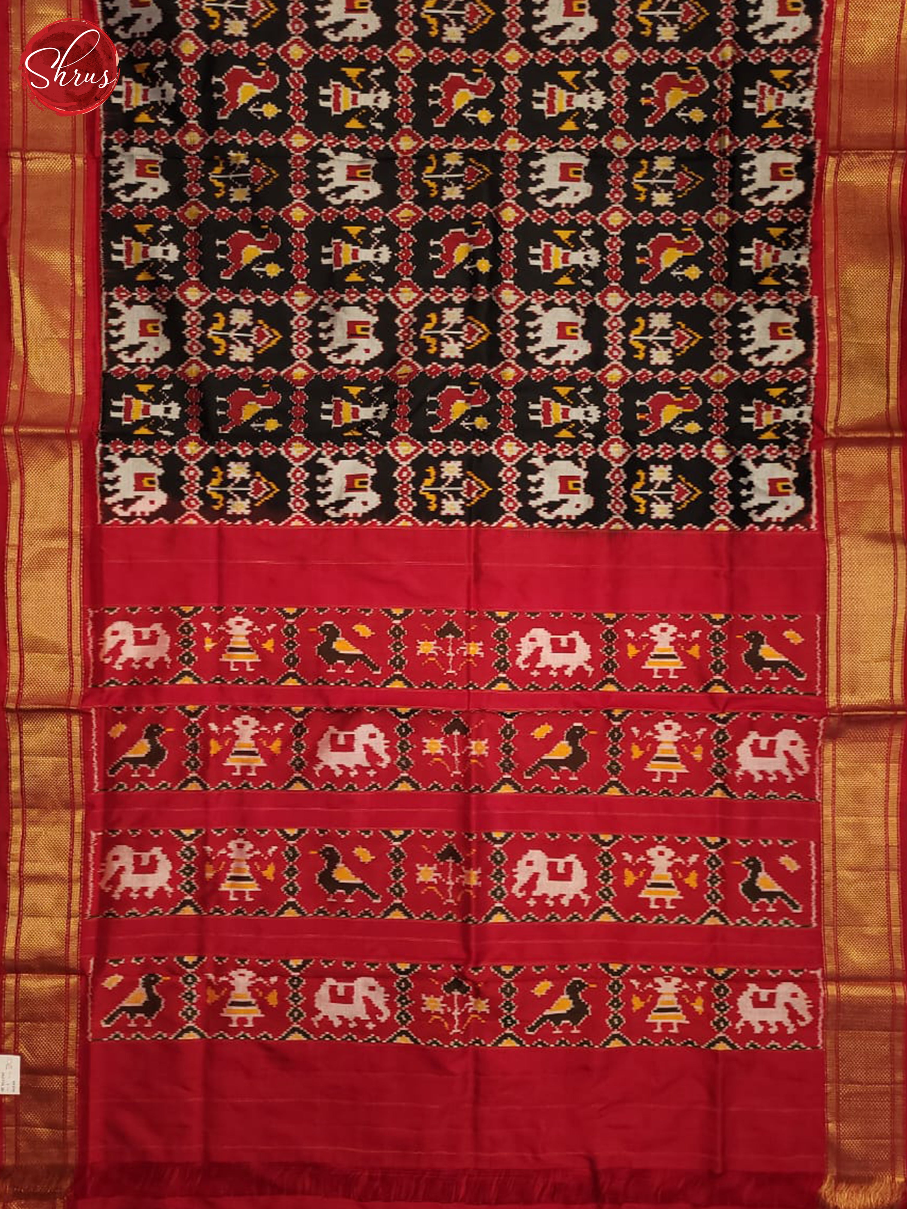 Black and Red- Ikkat Silk Saree - Shop on ShrusEternity.com