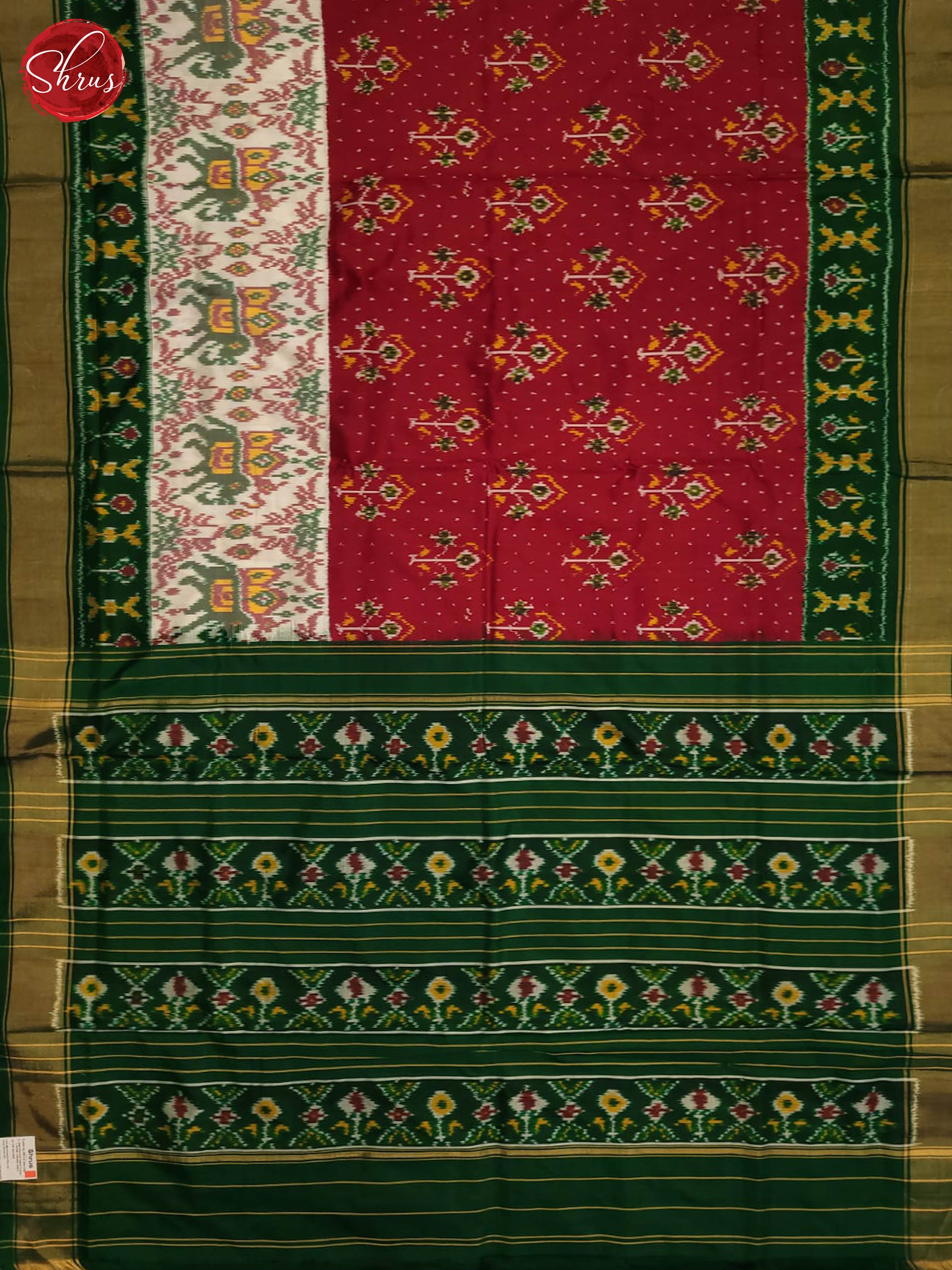 Maroon and green- Ikkat Silk Saree - Shop on ShrusEternity.com