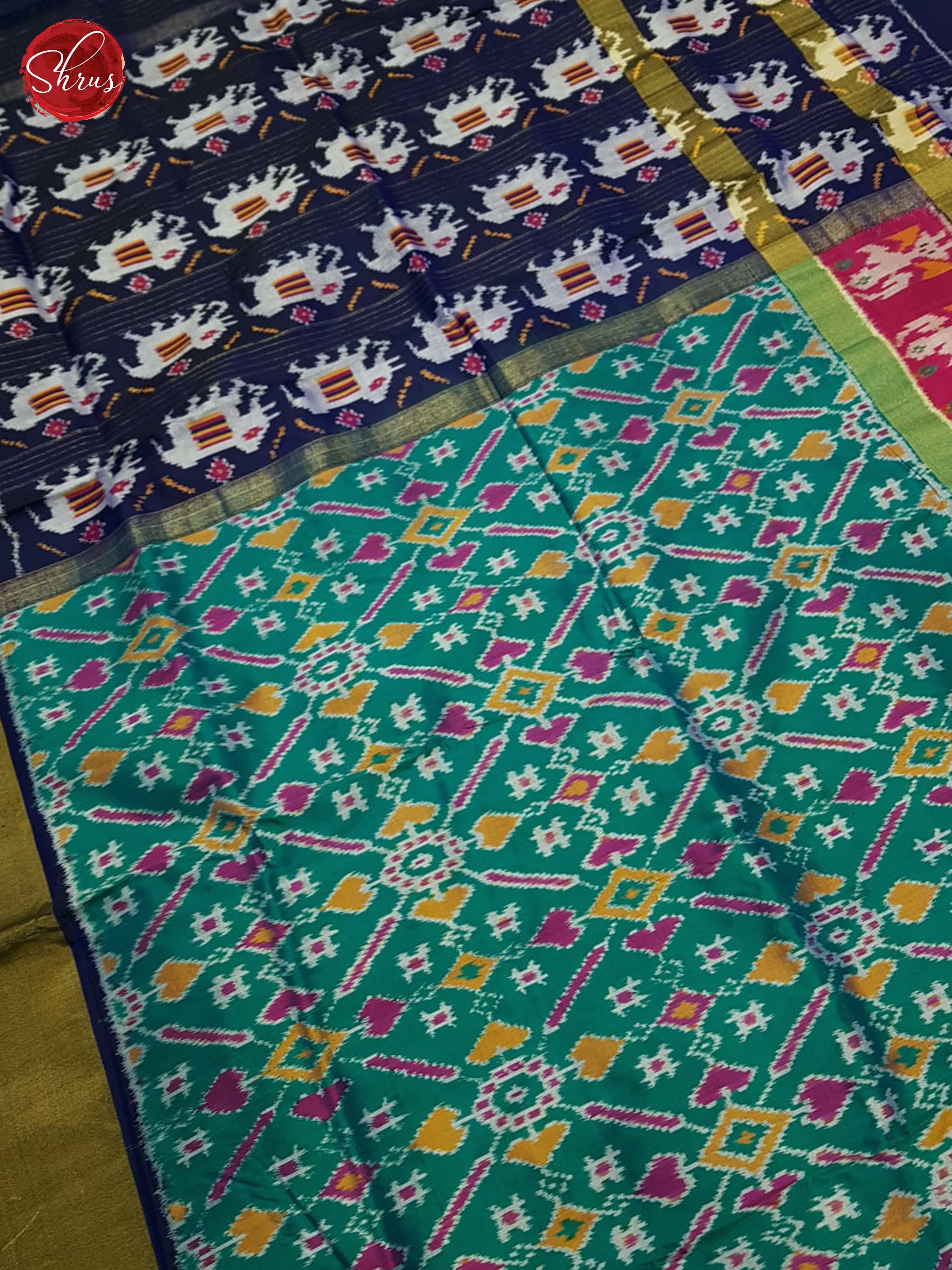 Teal & Blue - Ikkat Silk Saree - Shop on ShrusEternity.com