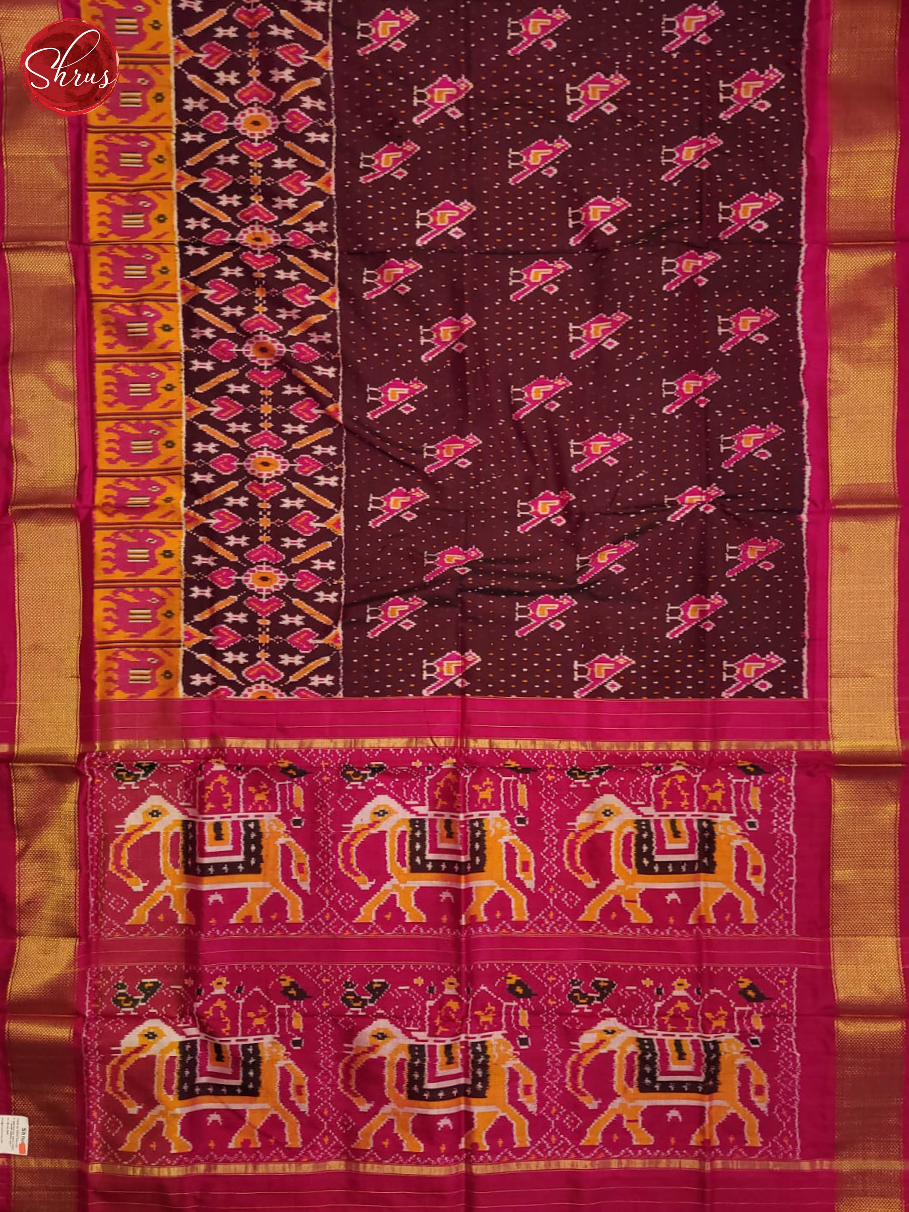 majenta pink and pink- Ikkat Silk Saree - Shop on ShrusEternity.com