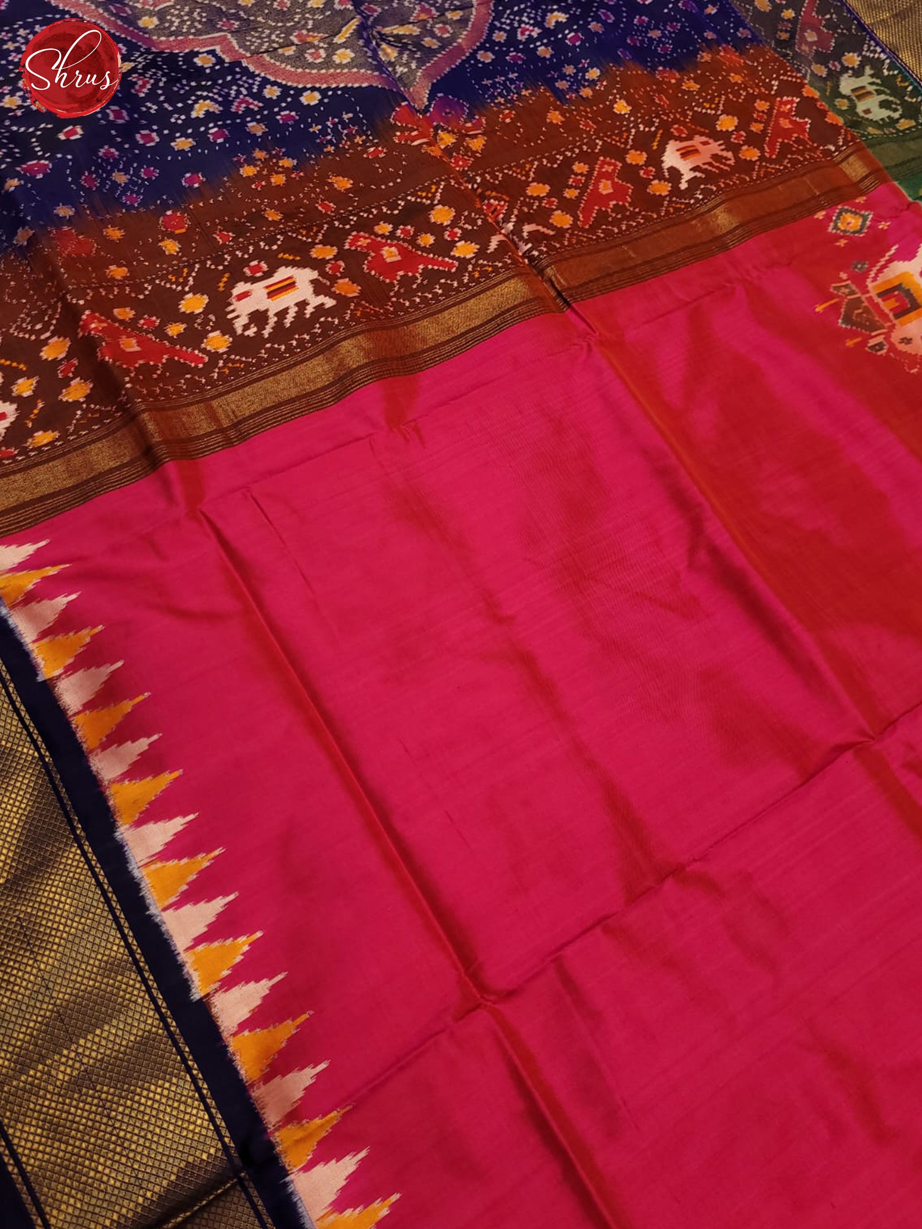 pink and blue- Ikkat Silk Saree - Shop on ShrusEternity.com