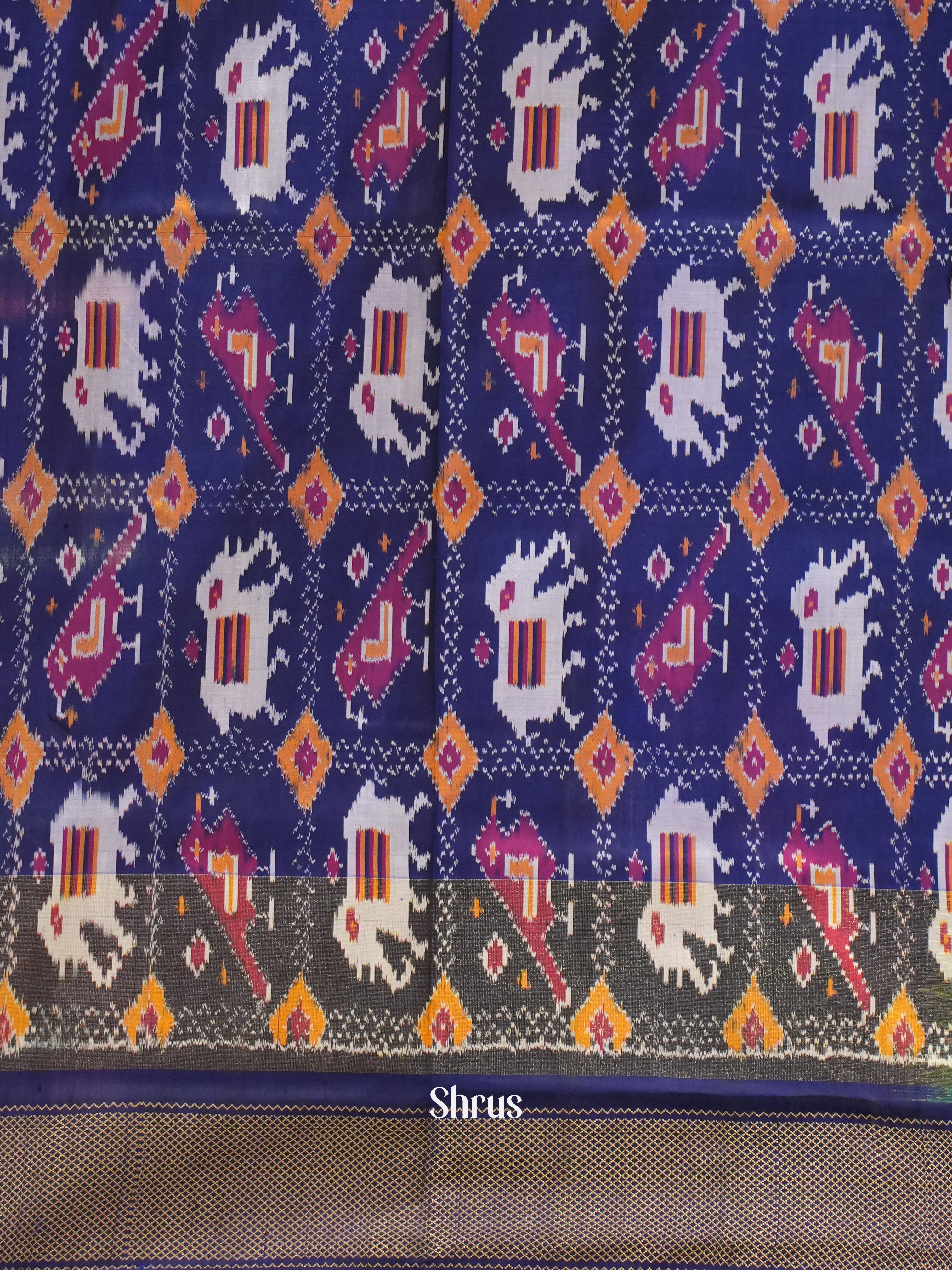 pink and blue- Ikkat Silk Saree - Shop on ShrusEternity.com