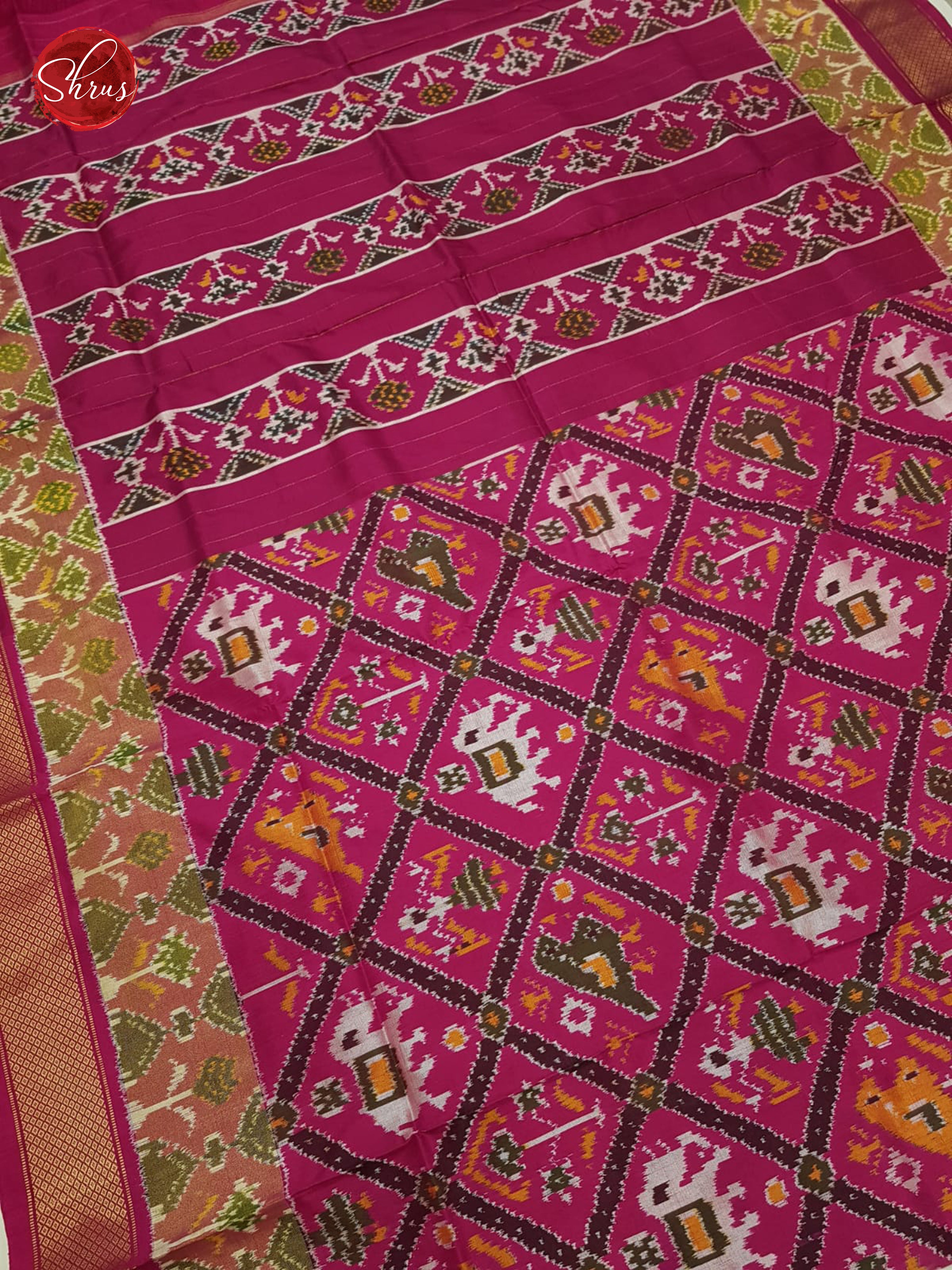 Pink(Single tone)- Ikkat Silk Saree - Shop on ShrusEternity.com
