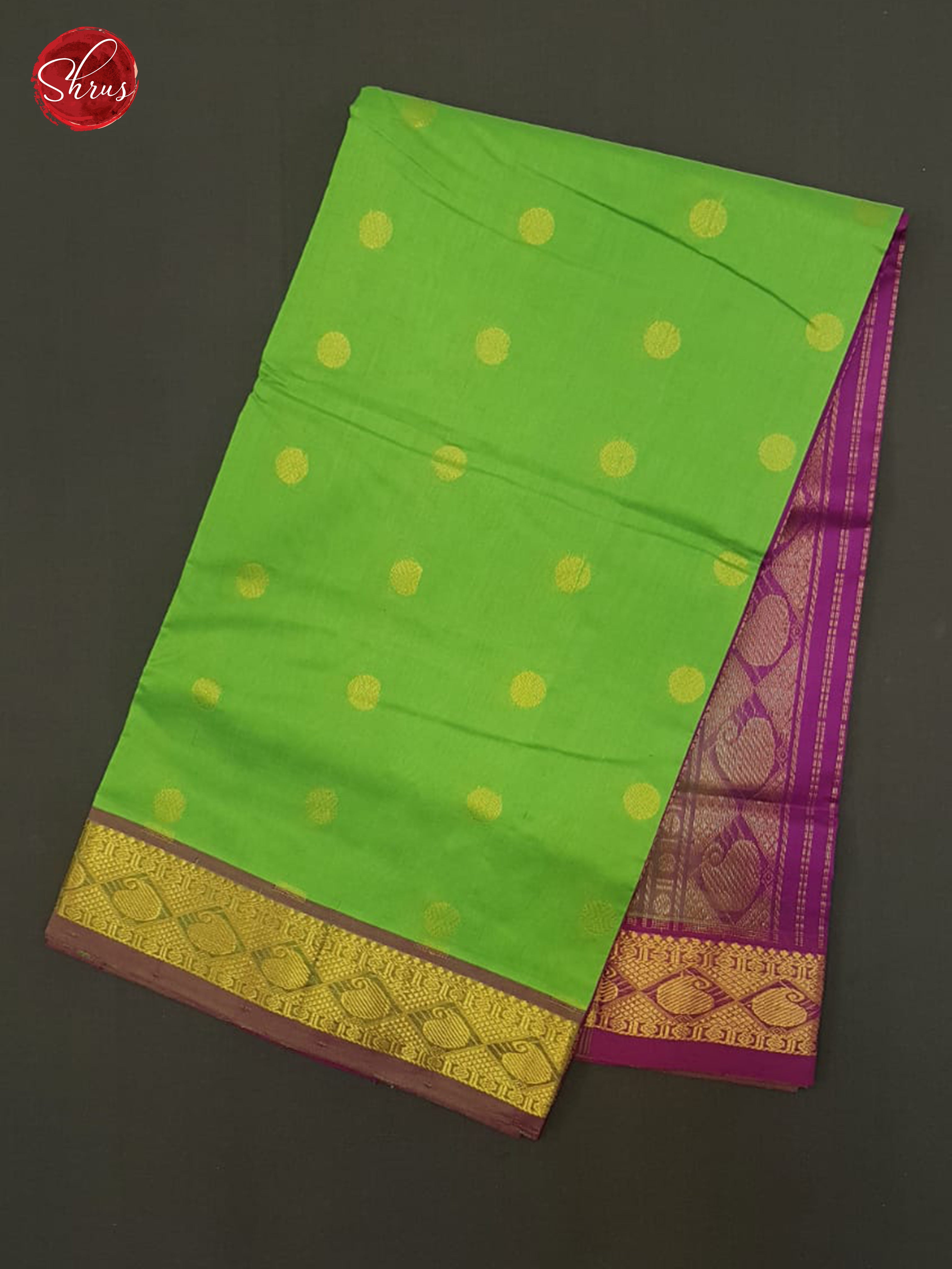 Green & Purple- Silkcotton-halfpure saree - Shop on ShrusEternity.com