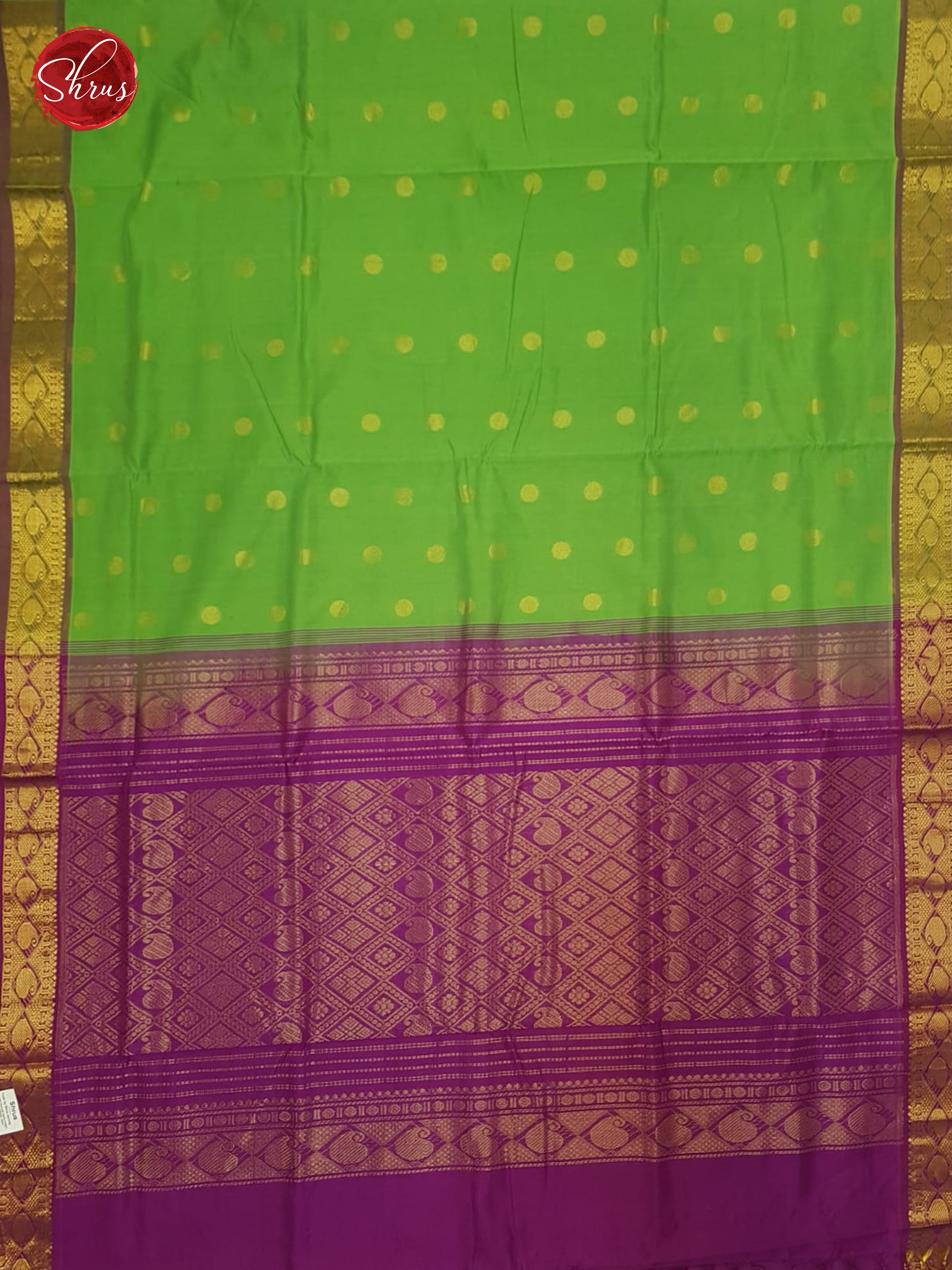 Green & Purple- Silkcotton-halfpure saree - Shop on ShrusEternity.com