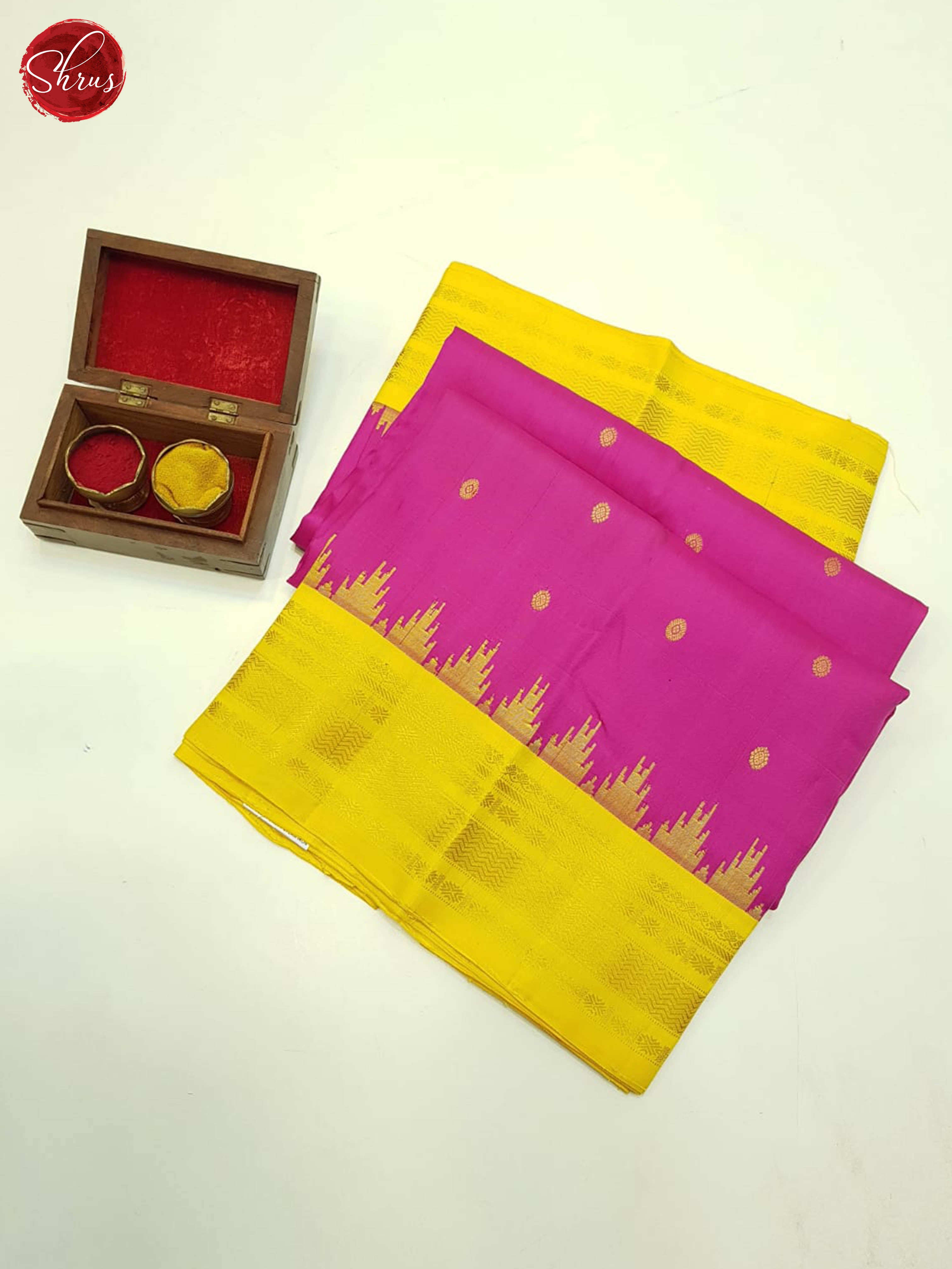Pink And Yellow- Gadwal Silk - Shop on ShrusEternity.com