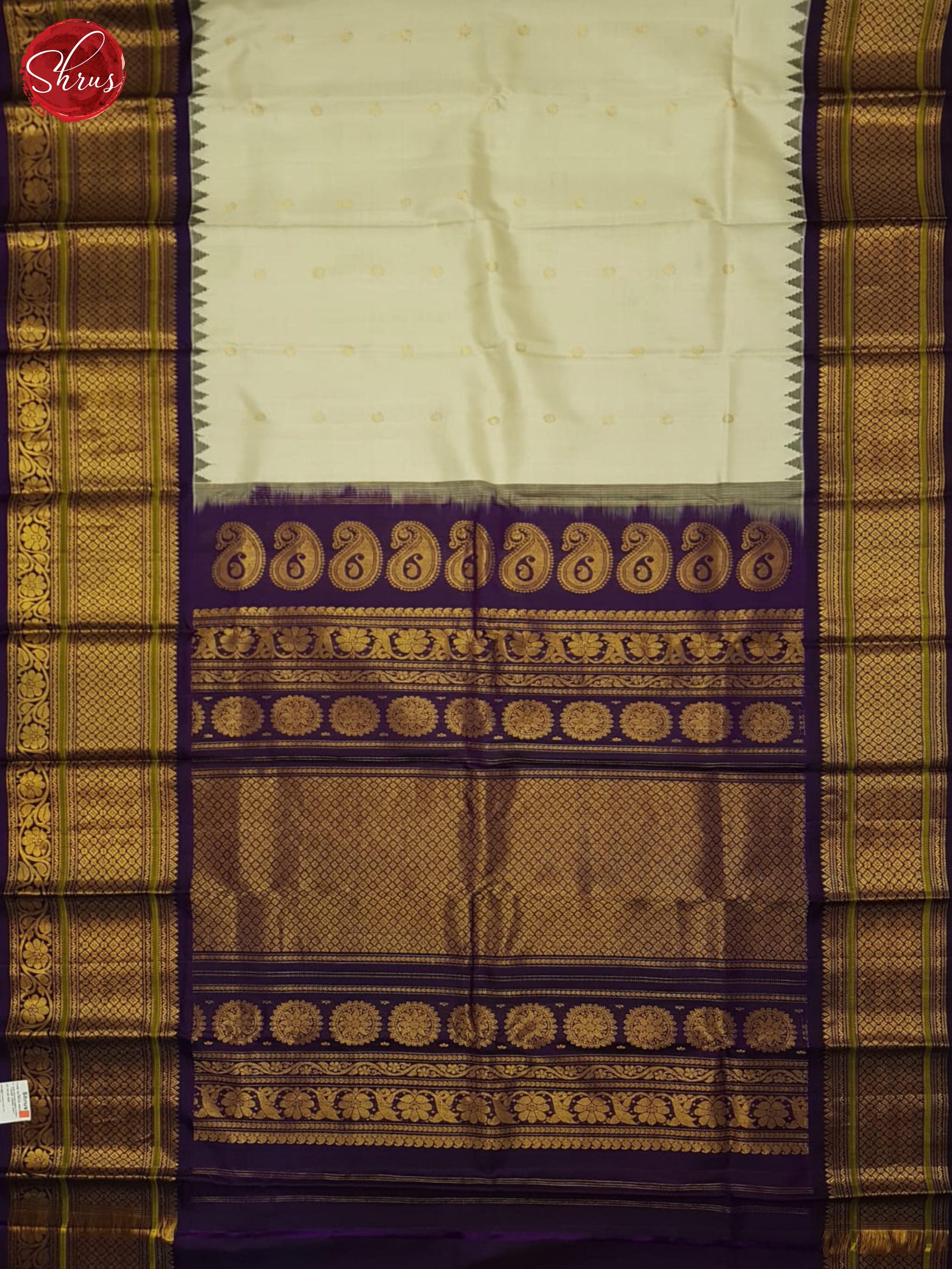 Cream And Blue - Gadwal silk - Shop on ShrusEternity.com