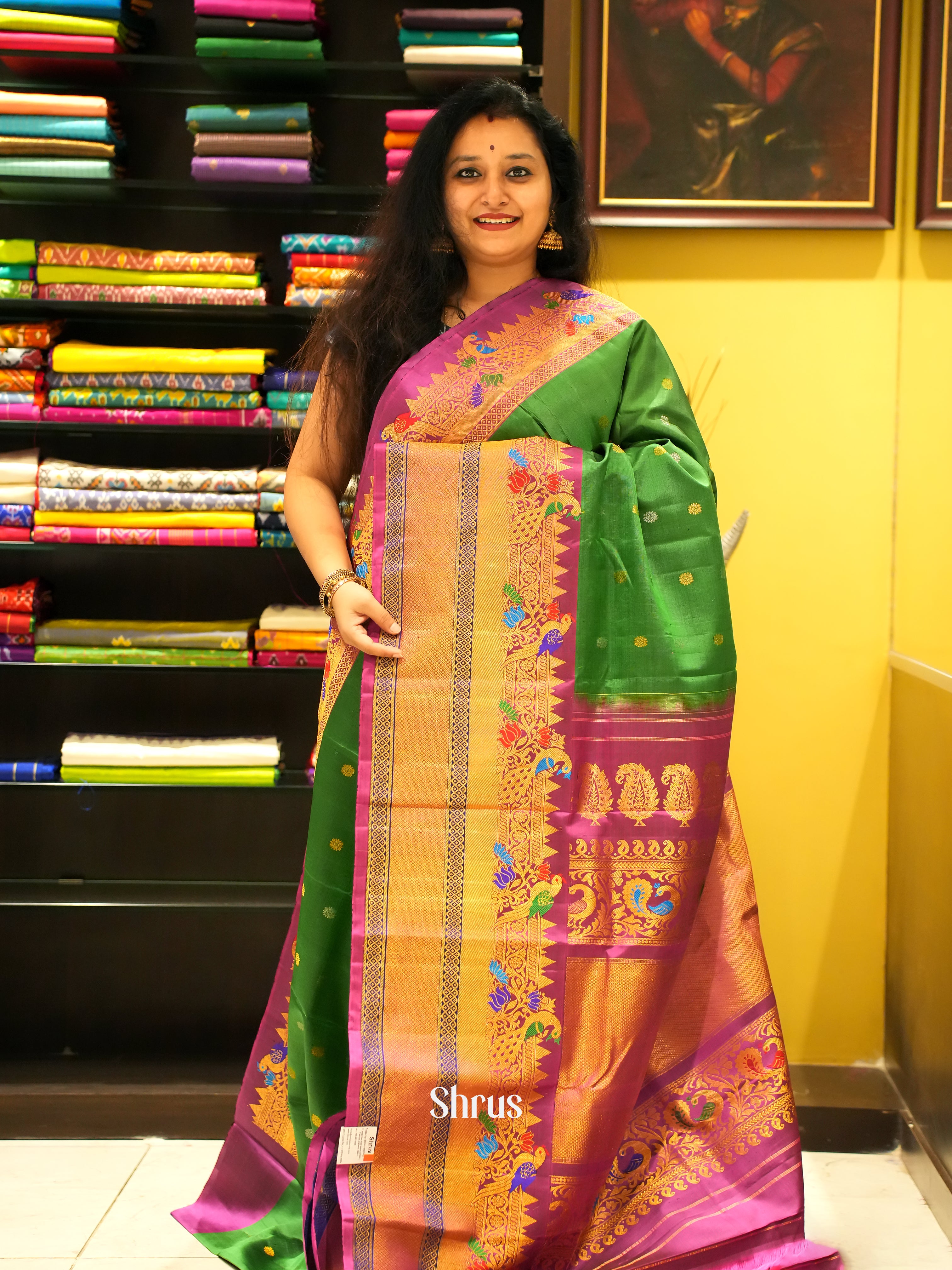 Green And Wine- Gadwal Silk - Shop on ShrusEternity.com