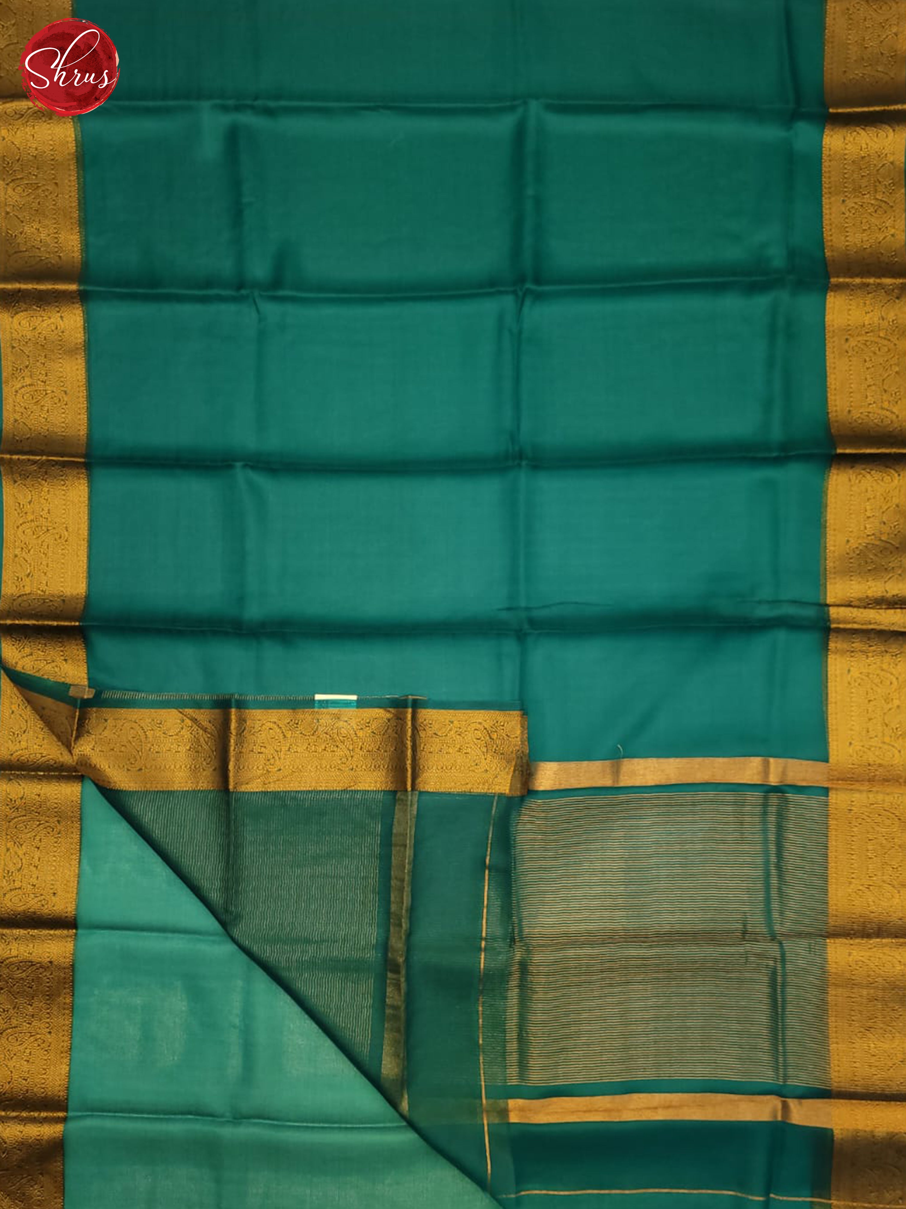 Teal Blue(Single Tone)- Semi Organza Saree - Shop on ShrusEternity.com