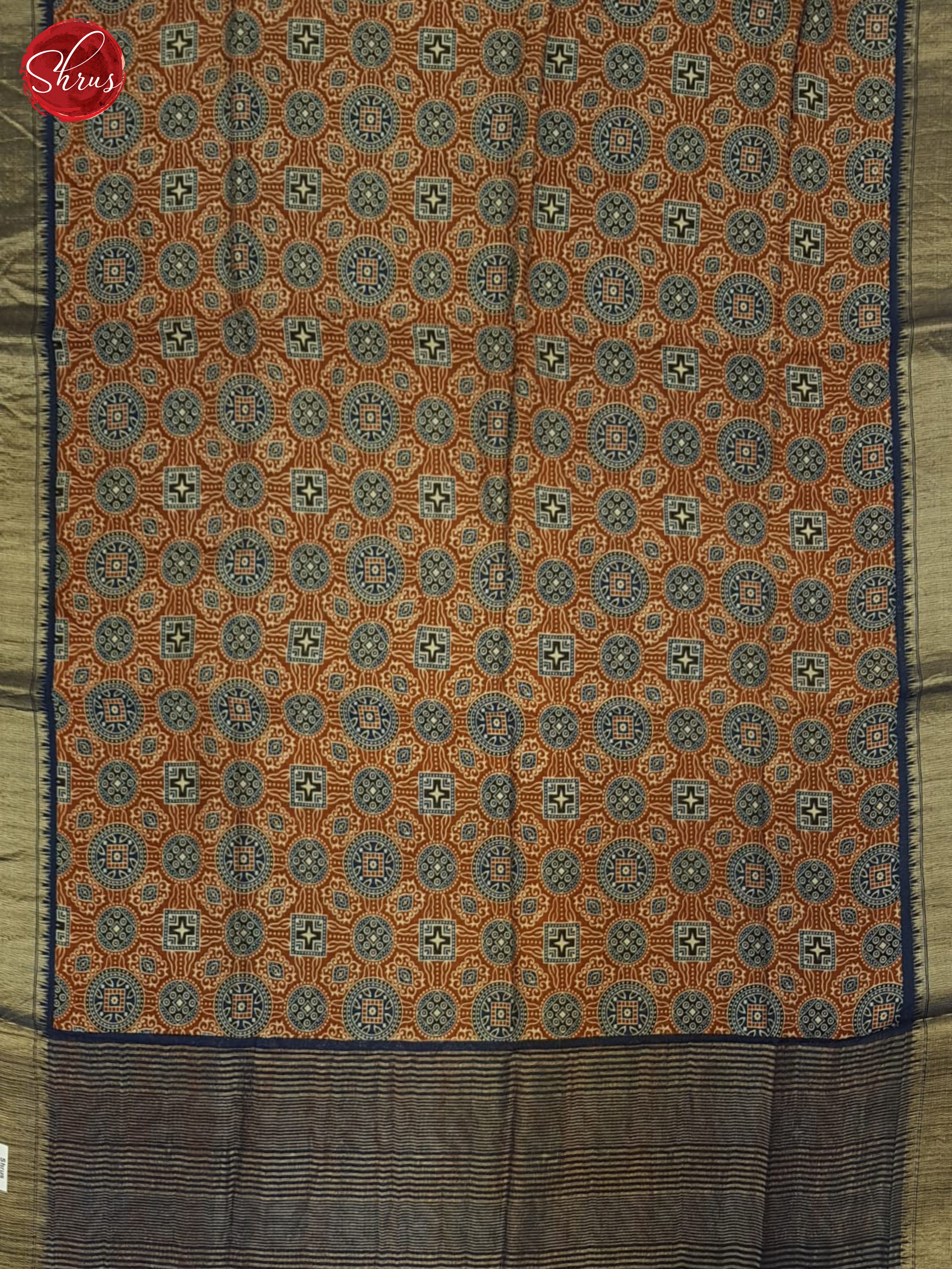 Brick & Blue - Semi Crepe Saree - Shop on ShrusEternity.com