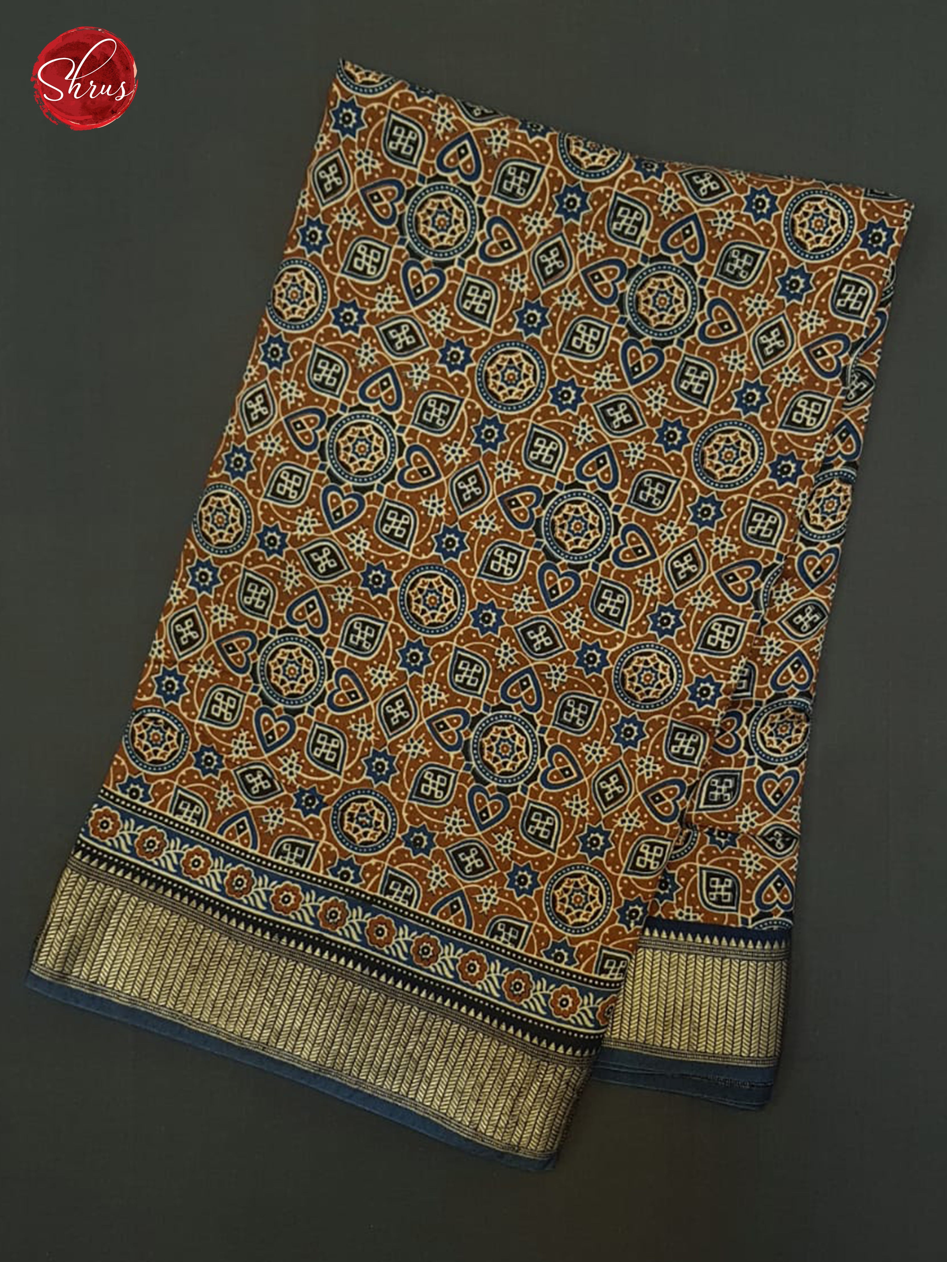 Brown & Blue - Semi Crepe Saree - Shop on ShrusEternity.com