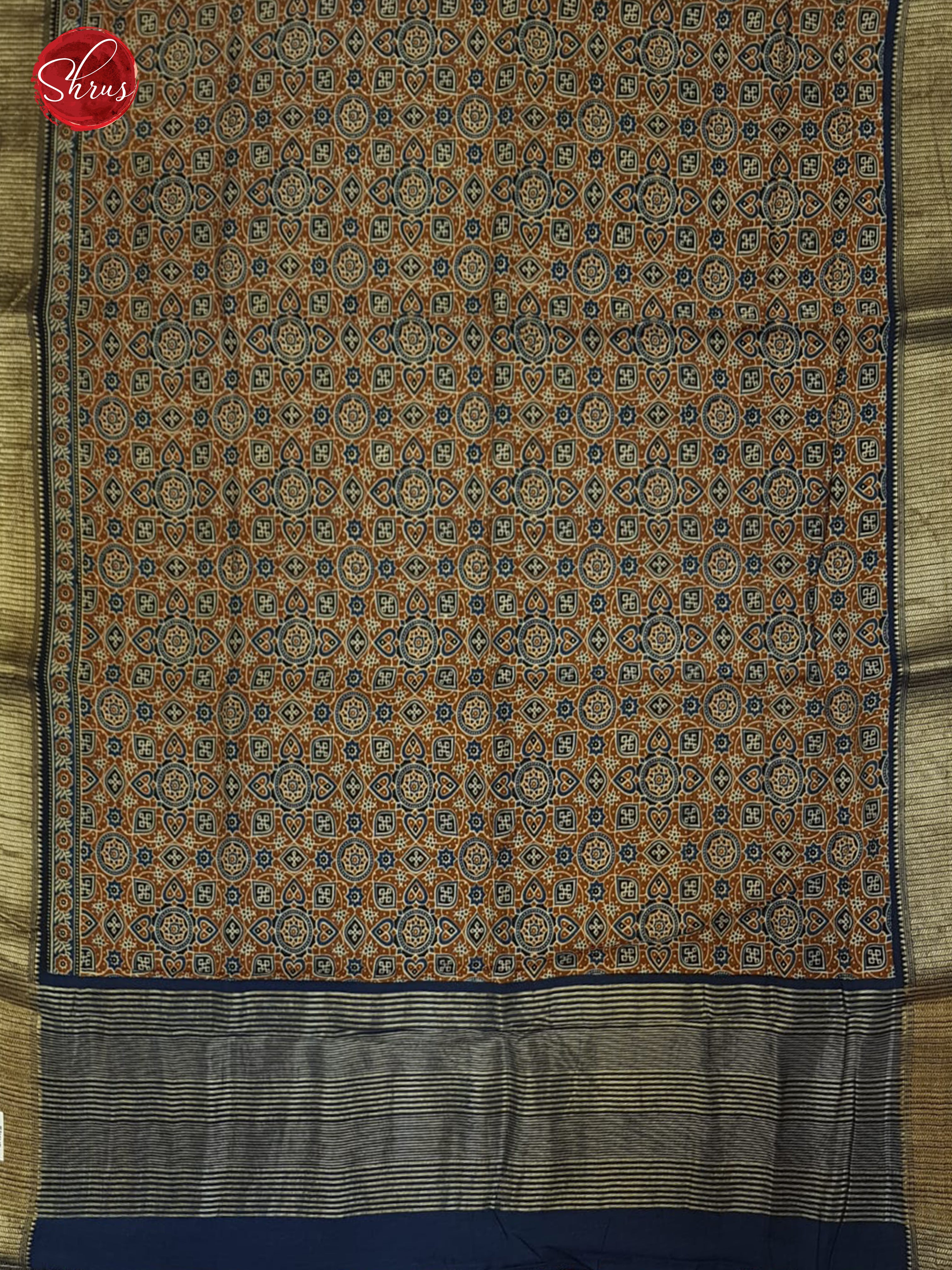 Brown & Blue - Semi Crepe Saree - Shop on ShrusEternity.com