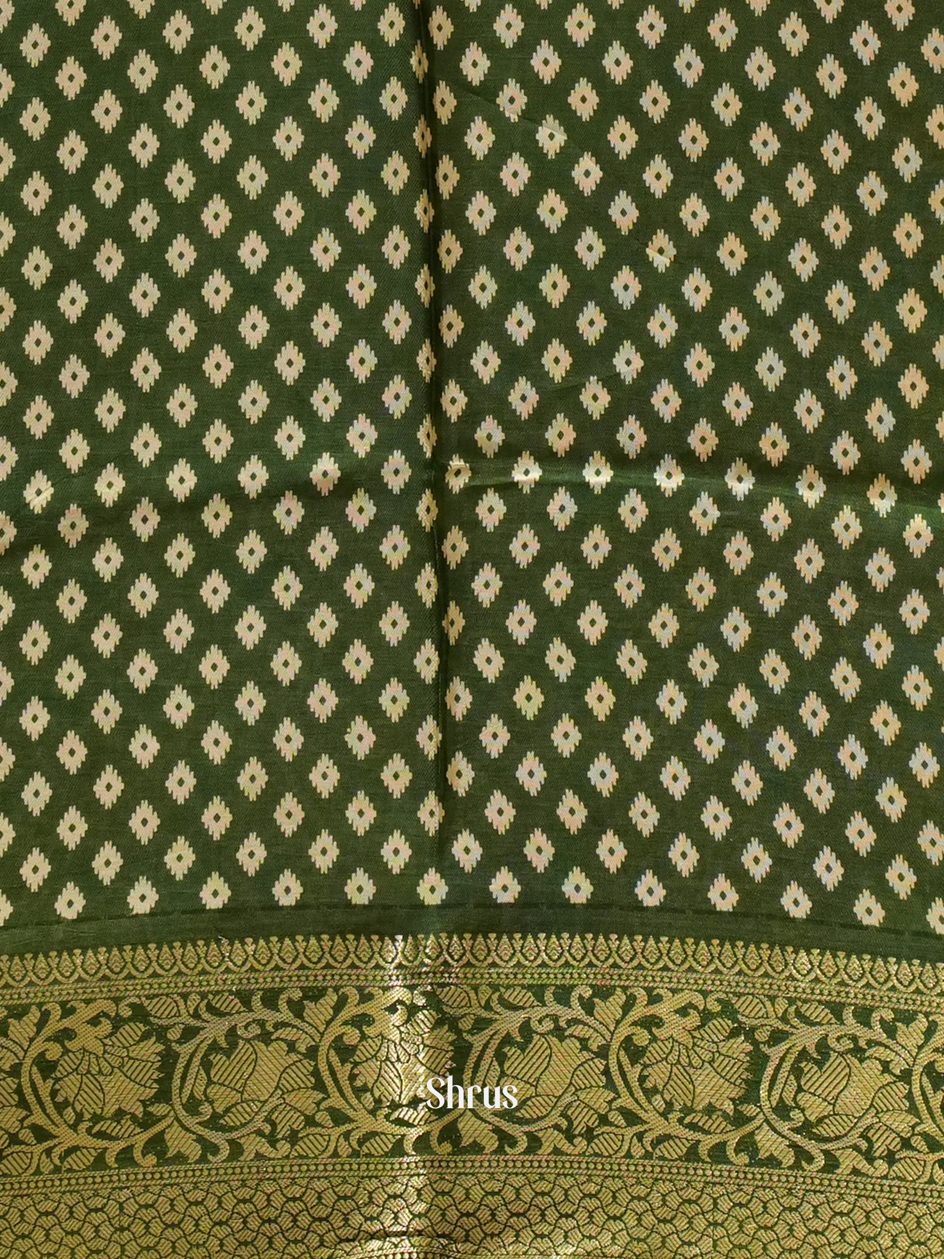 Pink & Green - Semi Crepe Saree - Shop on ShrusEternity.com