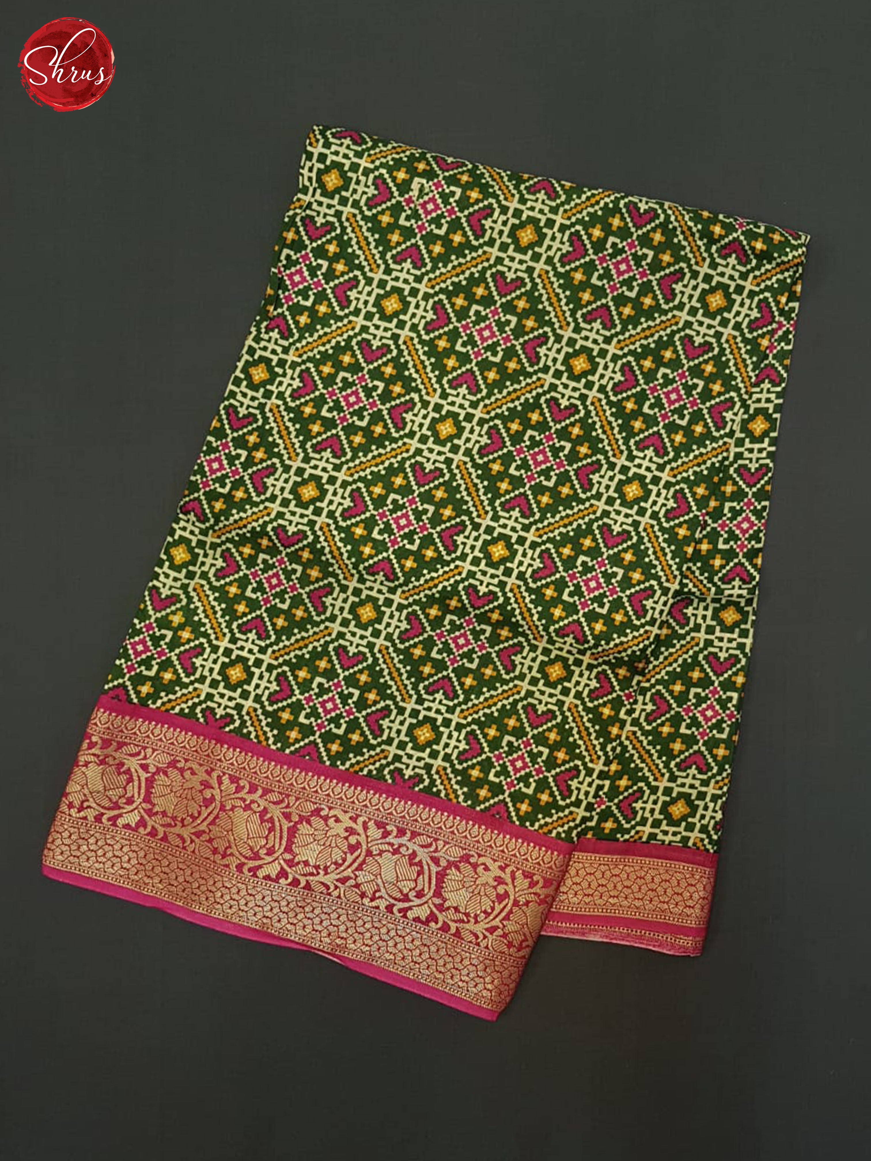 Green & Pink - Semi Crepe Saree - Shop on ShrusEternity.com