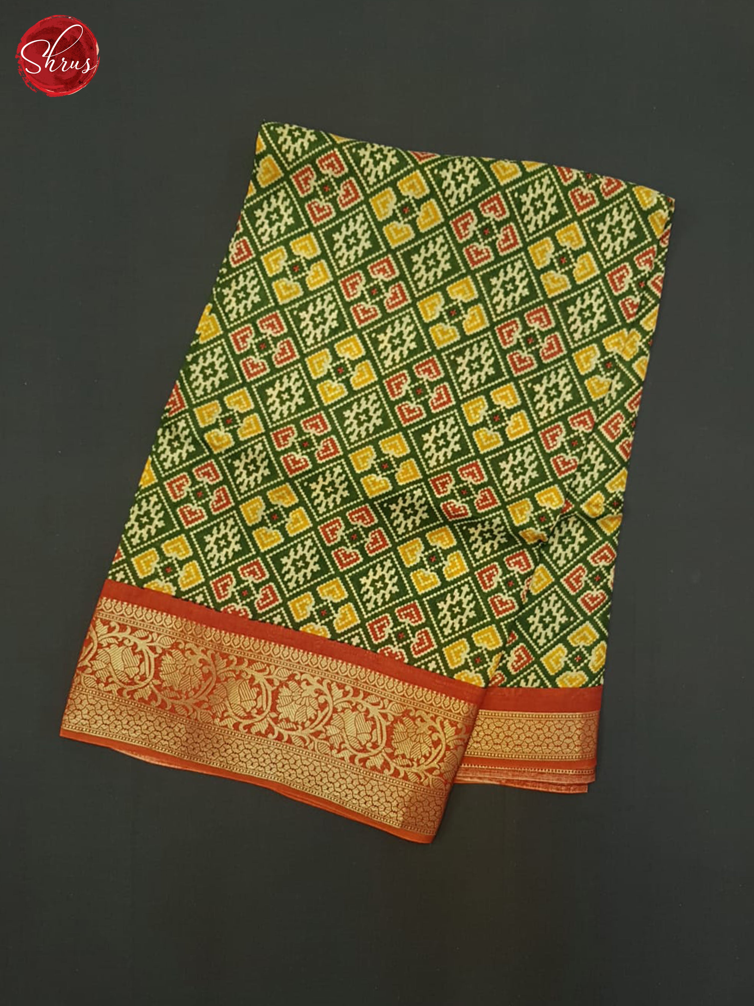 Green & Orange - Semi Crepe Saree - Shop on ShrusEternity.com
