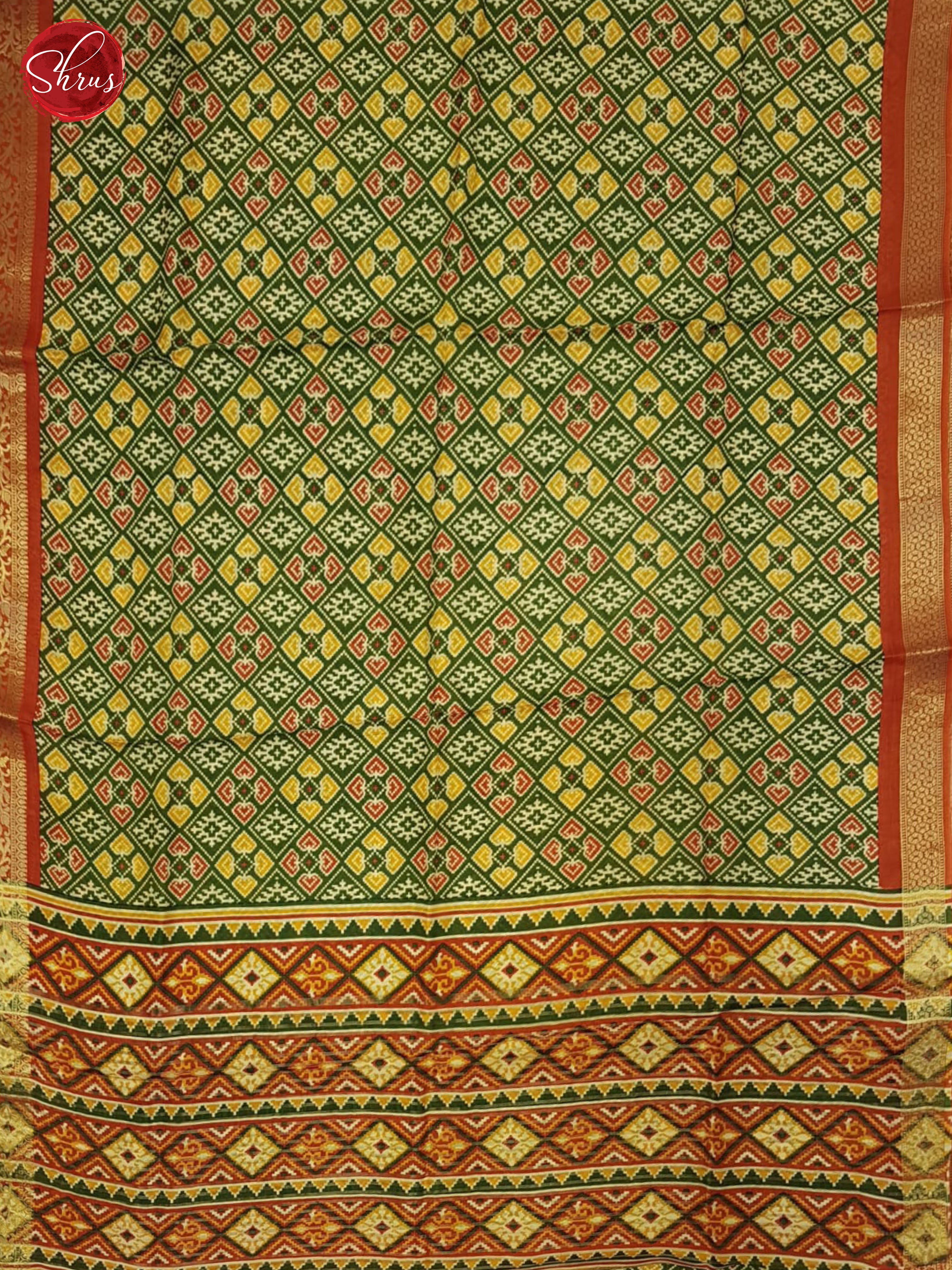 Green & Orange - Semi Crepe Saree - Shop on ShrusEternity.com