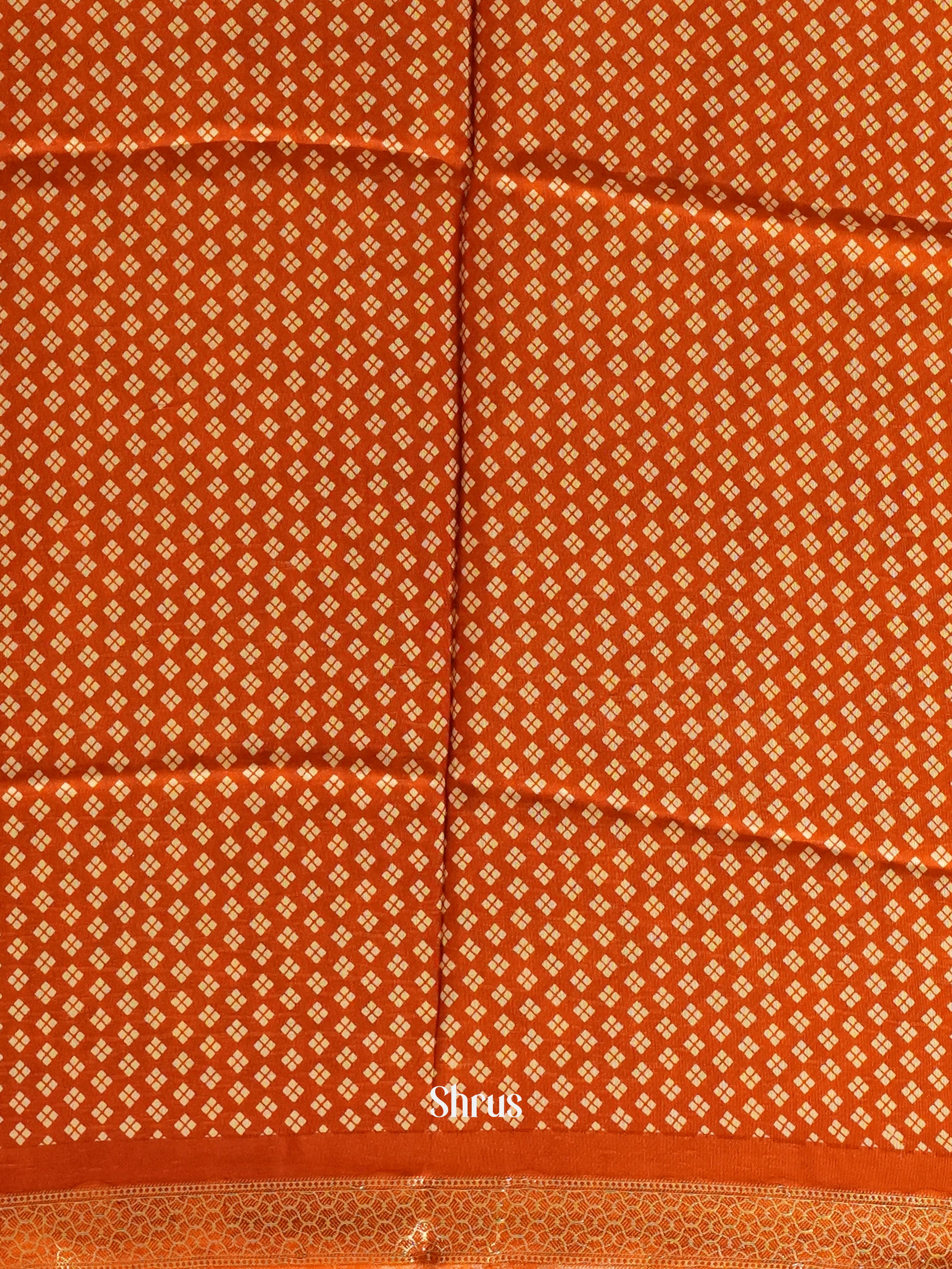 Green & Orange - Semi Crepe Saree - Shop on ShrusEternity.com