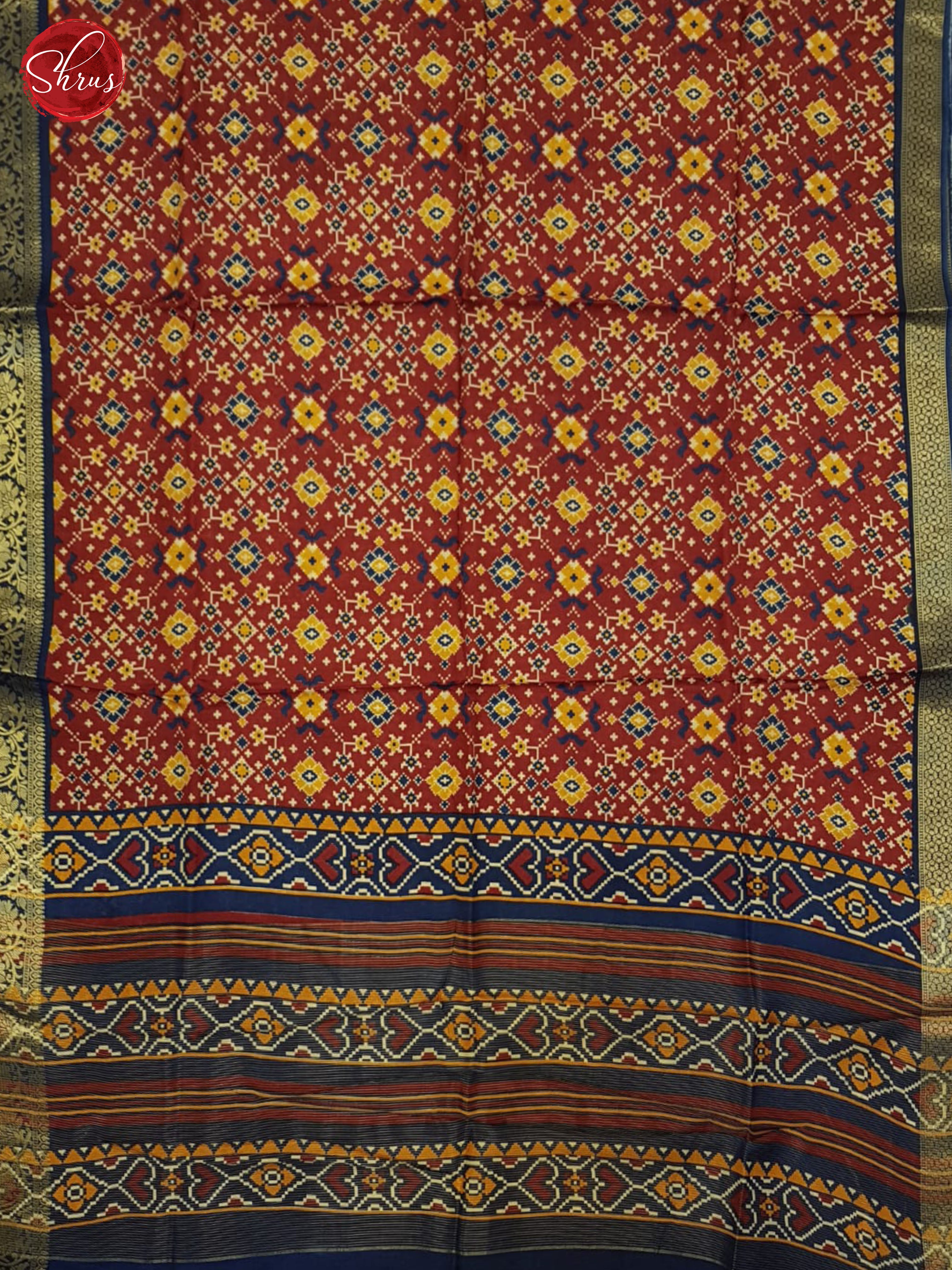 Maroon & Blue- Semi Crepe Saree - Shop on ShrusEternity.com