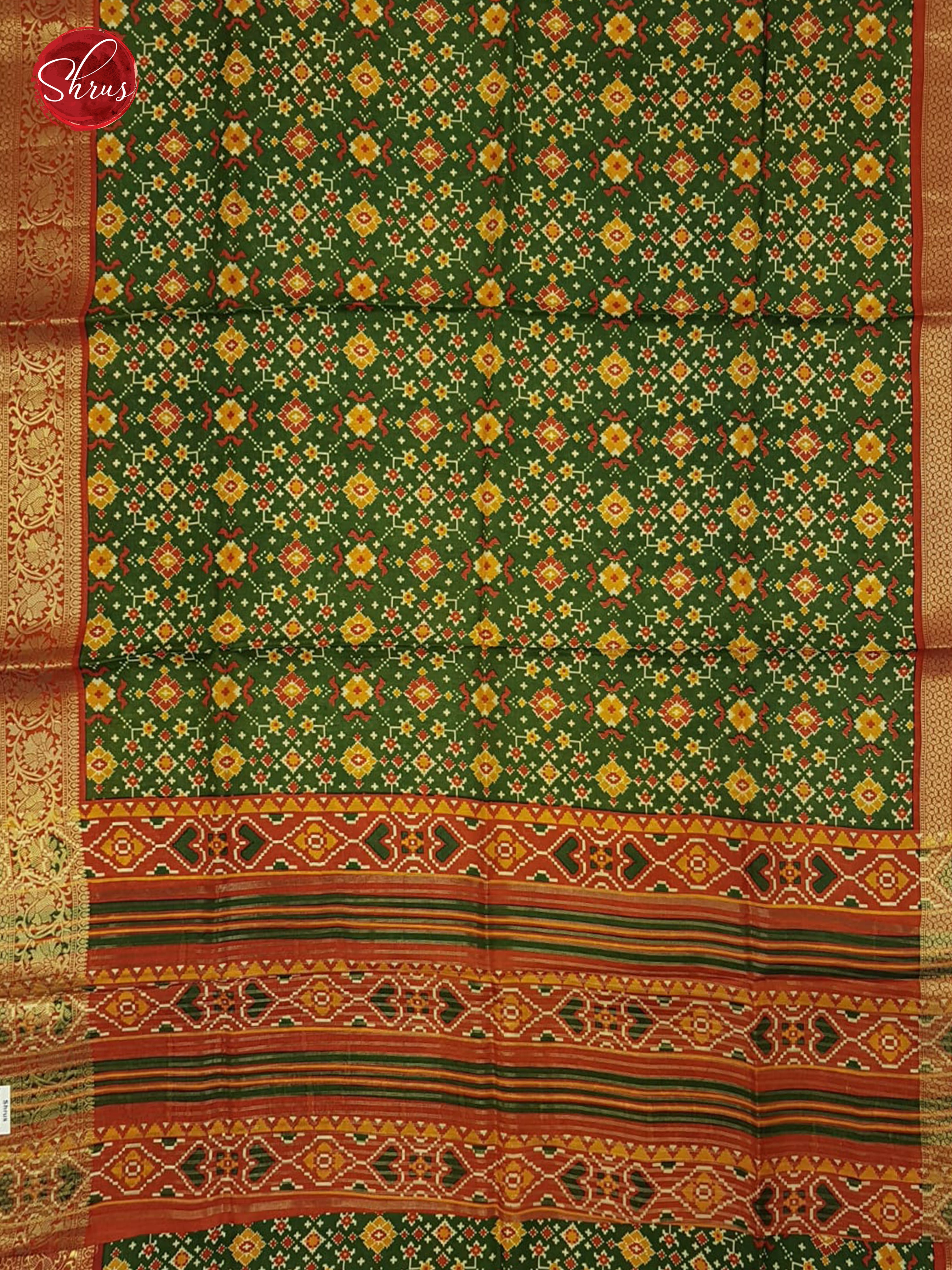 Green & Orange - Semi Crepe Saree - Shop on ShrusEternity.com