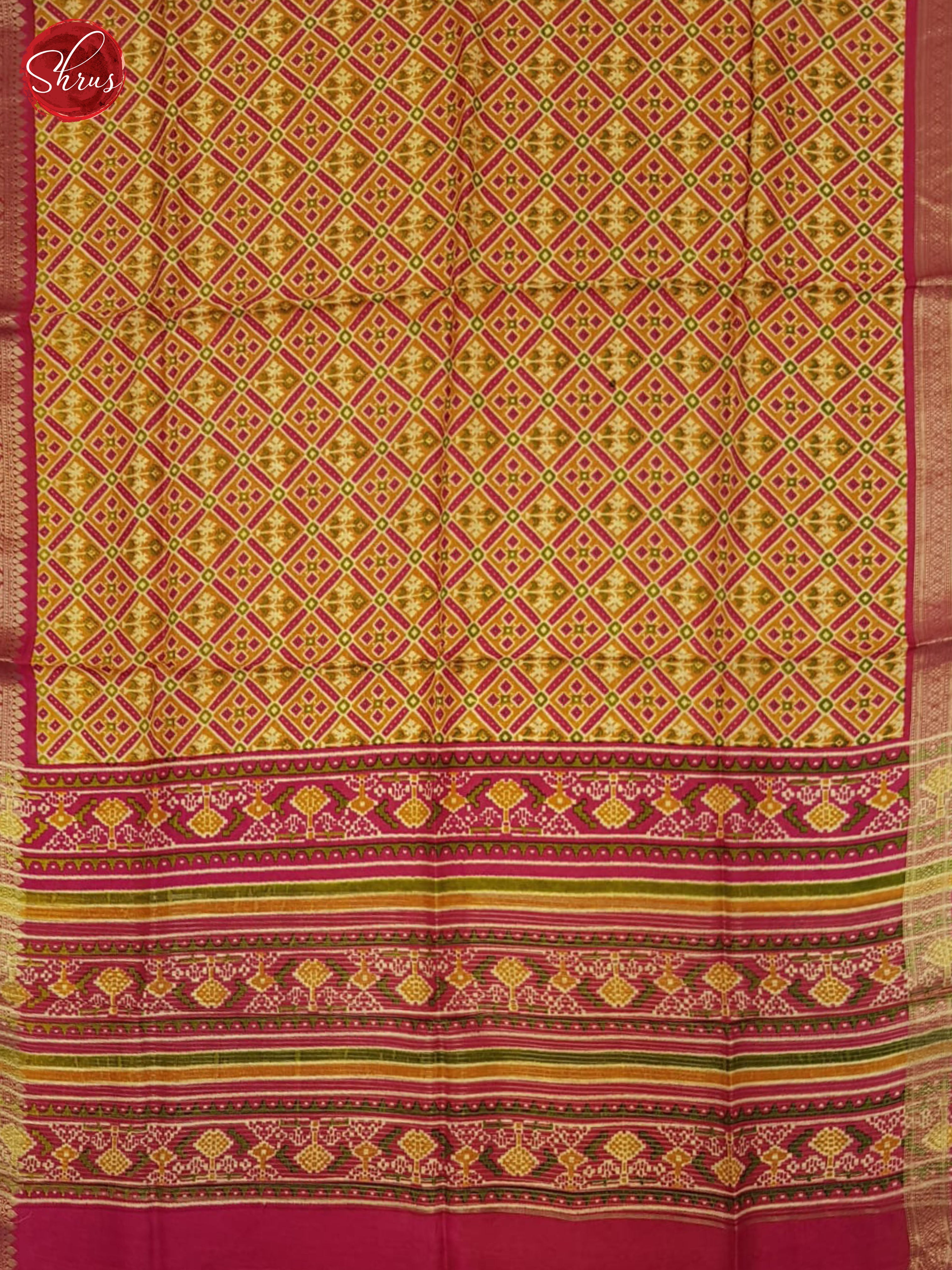 Mustard & Pink - Semi Crepe Saree - Shop on ShrusEternity.com