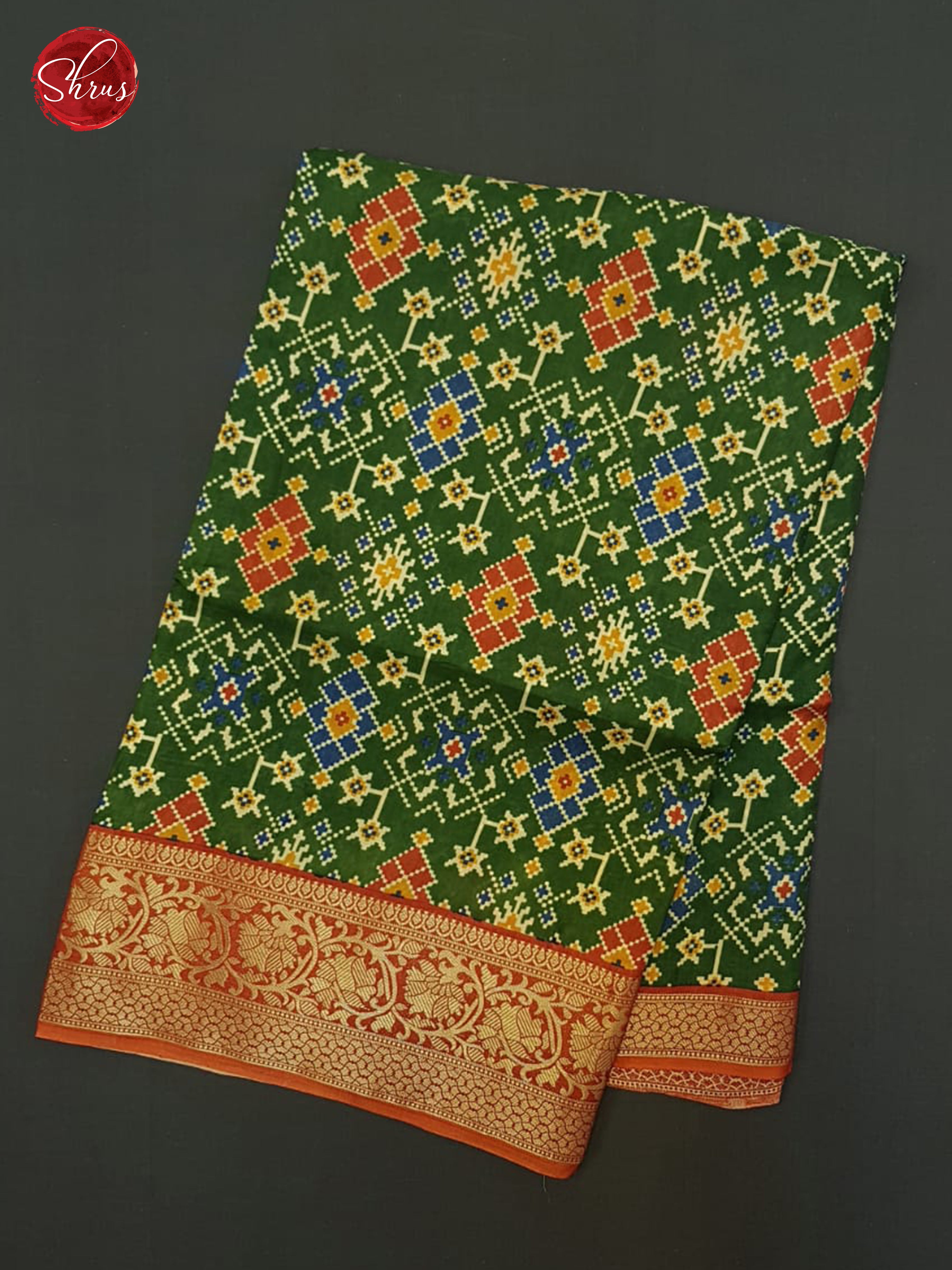 Green & Orange - Semi Crepe Saree - Shop on ShrusEternity.com