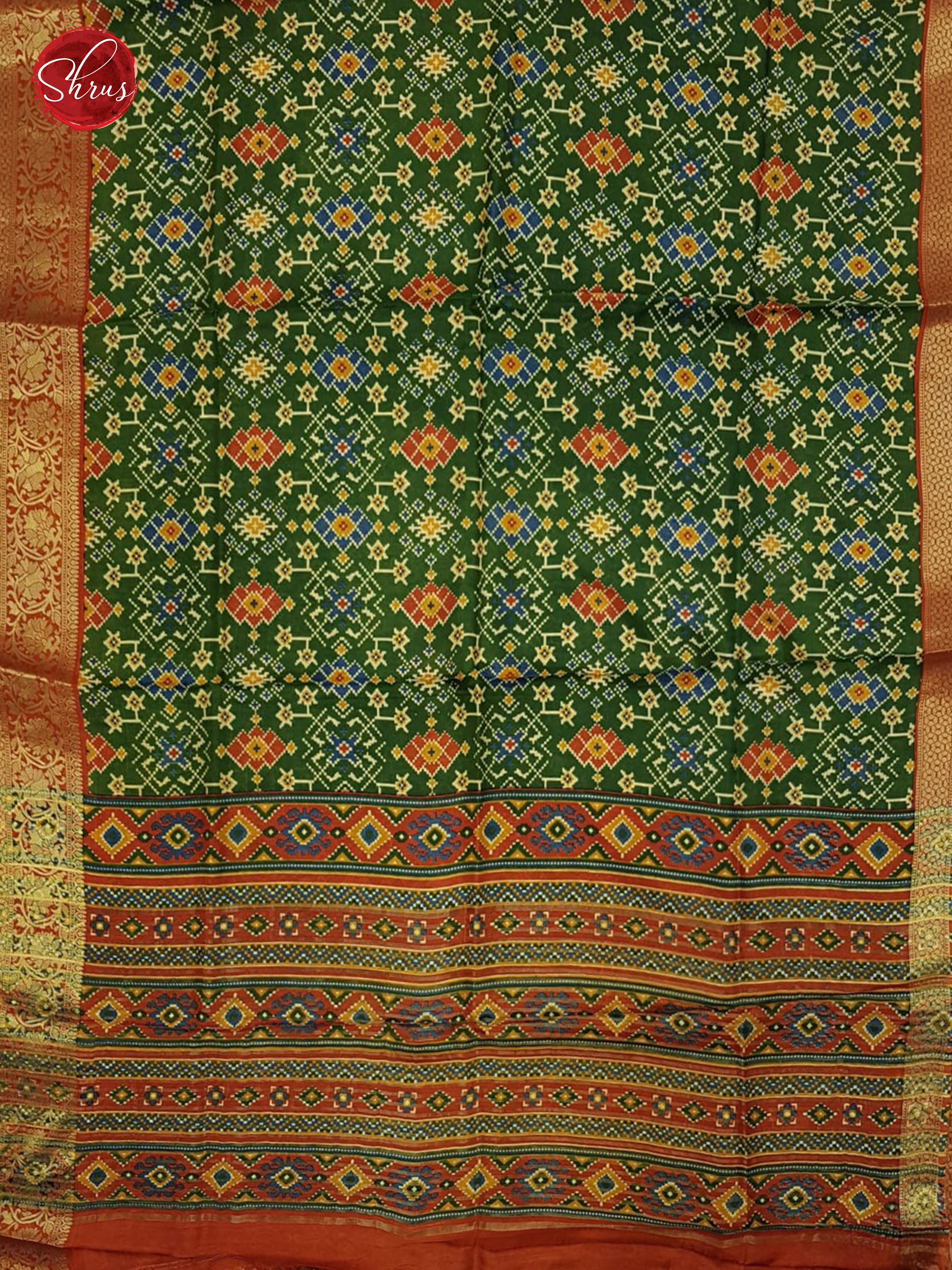 Green & Orange - Semi Crepe Saree - Shop on ShrusEternity.com