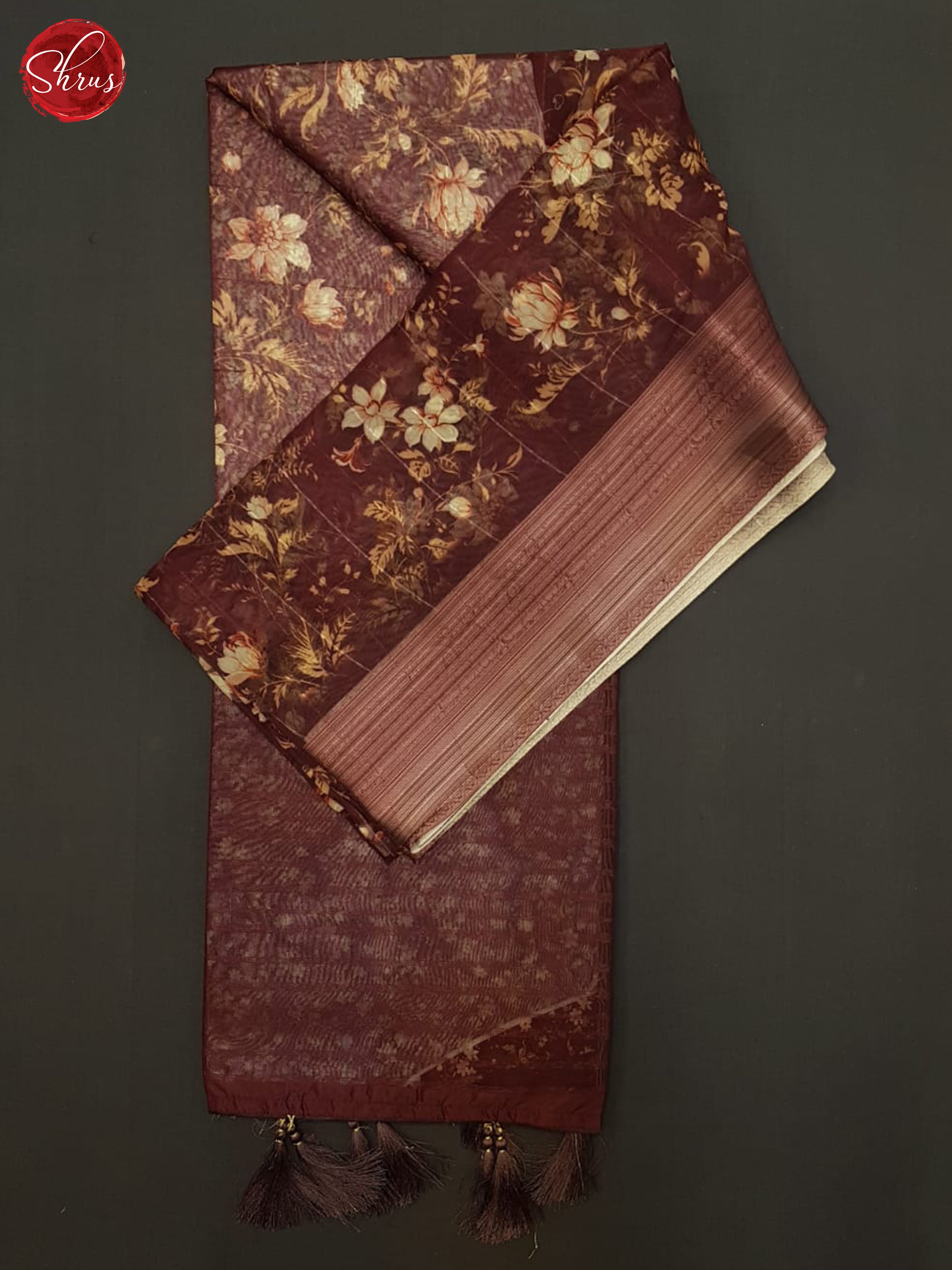 Brown(SIngle Tone)- Semi Organza Saree - Shop on ShrusEternity.com