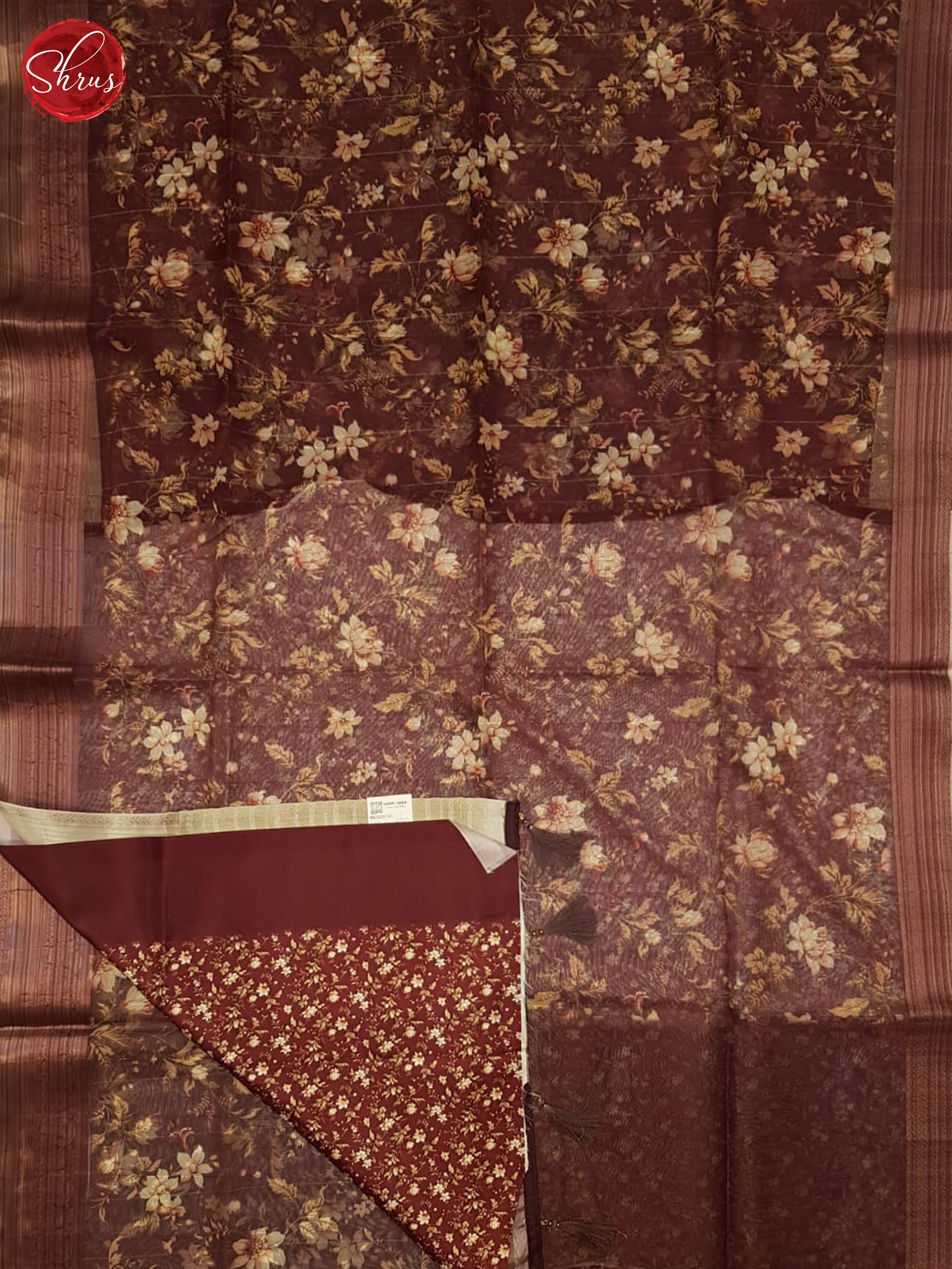 Brown(SIngle Tone)- Semi Organza Saree - Shop on ShrusEternity.com