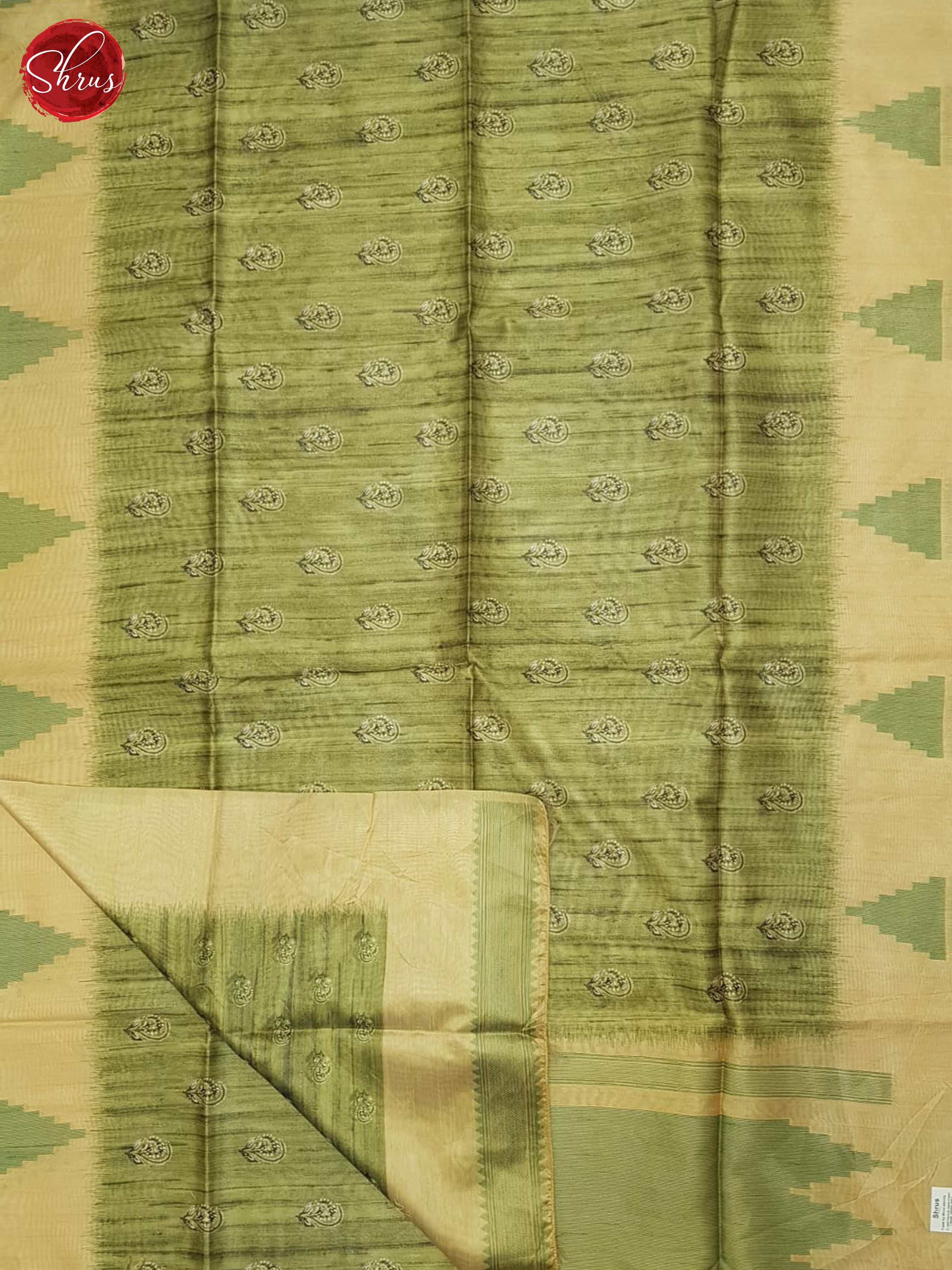 Green & Beige - Semi Tussar Saree - Shop on ShrusEternity.com