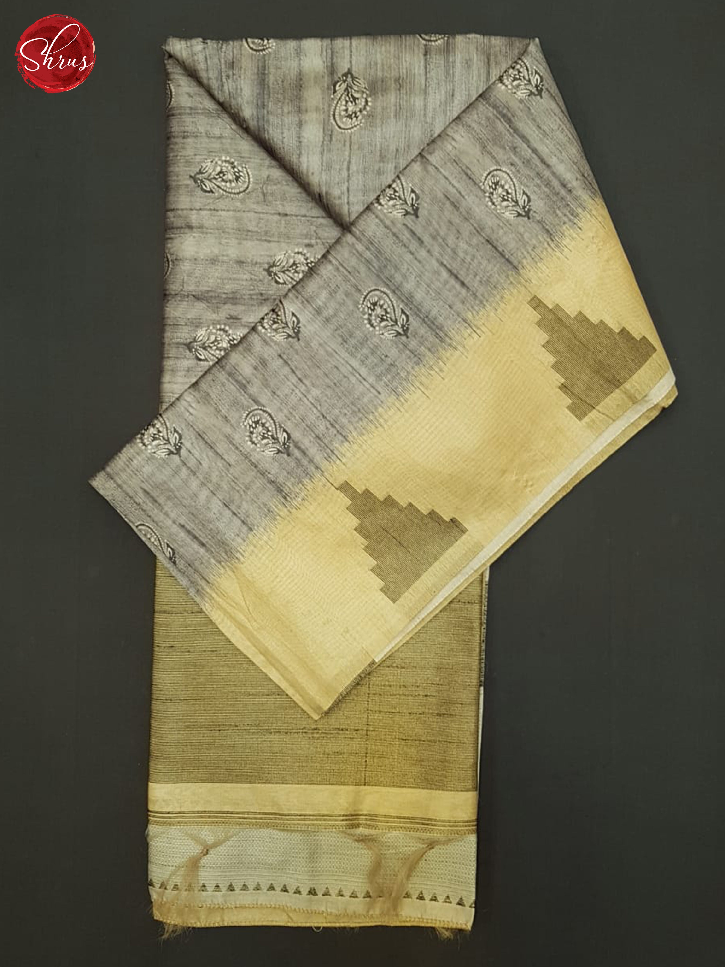 Grey & Beige - Semi Tussar Saree - Shop on ShrusEternity.com