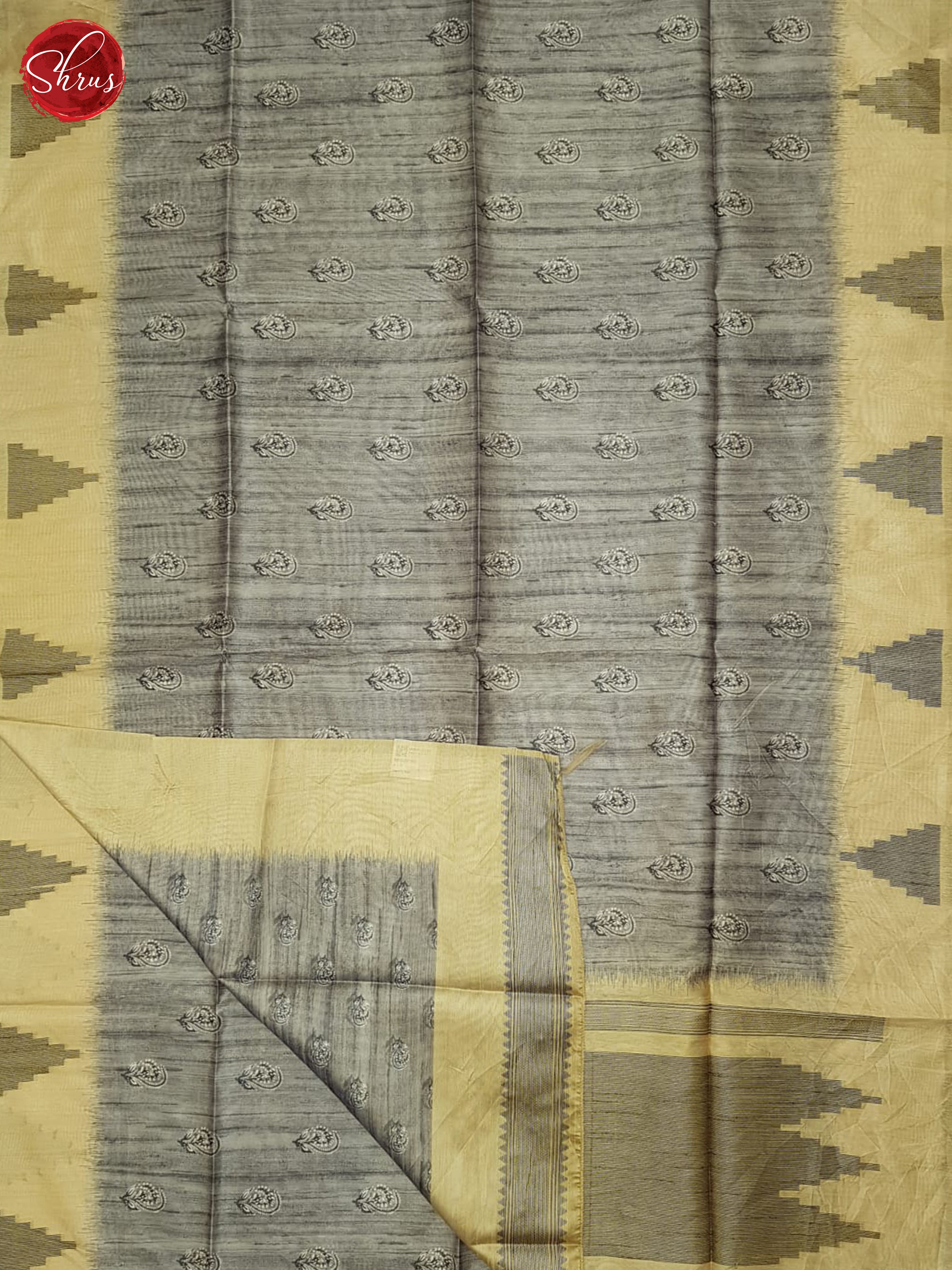Grey & Beige - Semi Tussar Saree - Shop on ShrusEternity.com