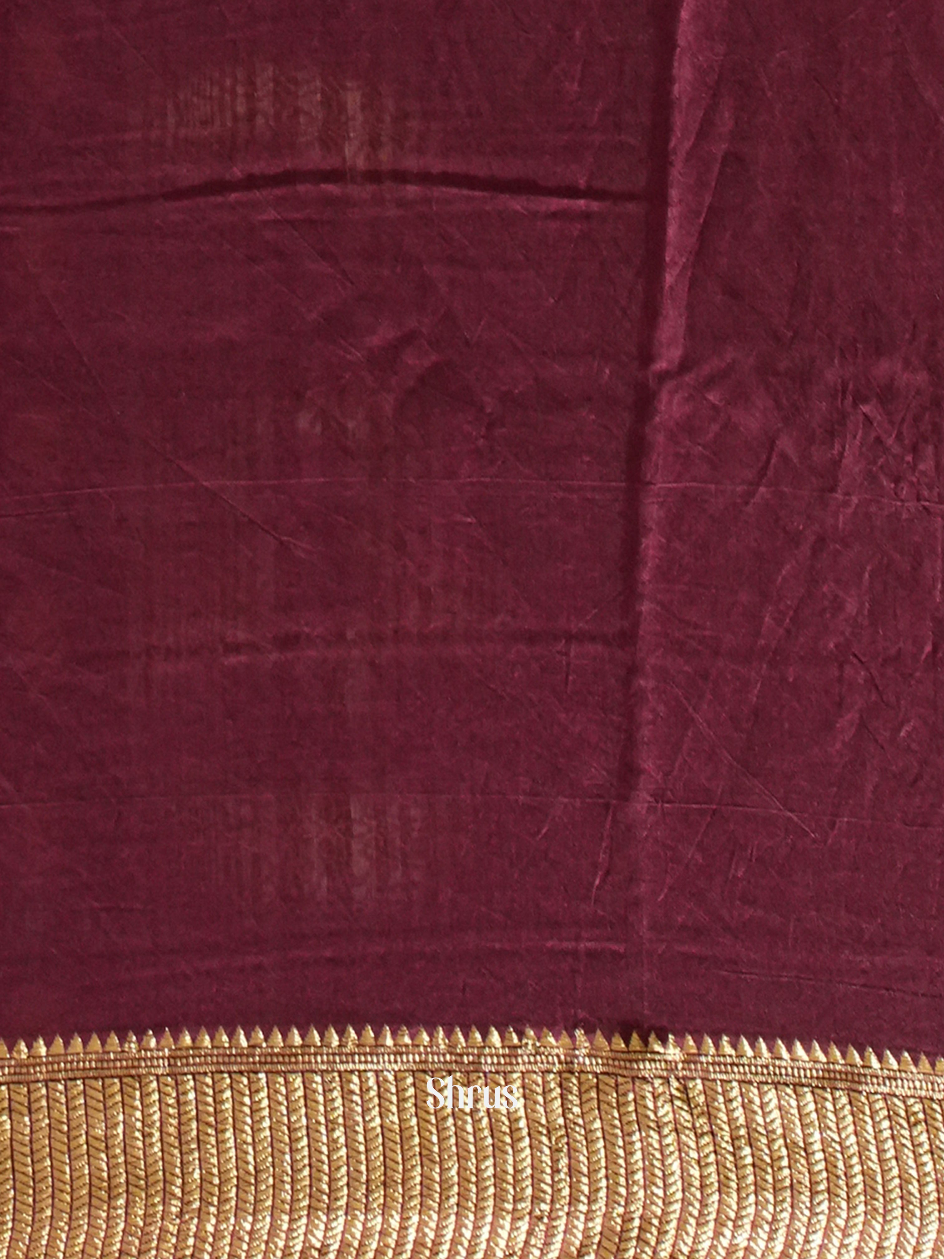 Wine(Single Tone)- Semi Chanderi Saree - Shop on ShrusEternity.com