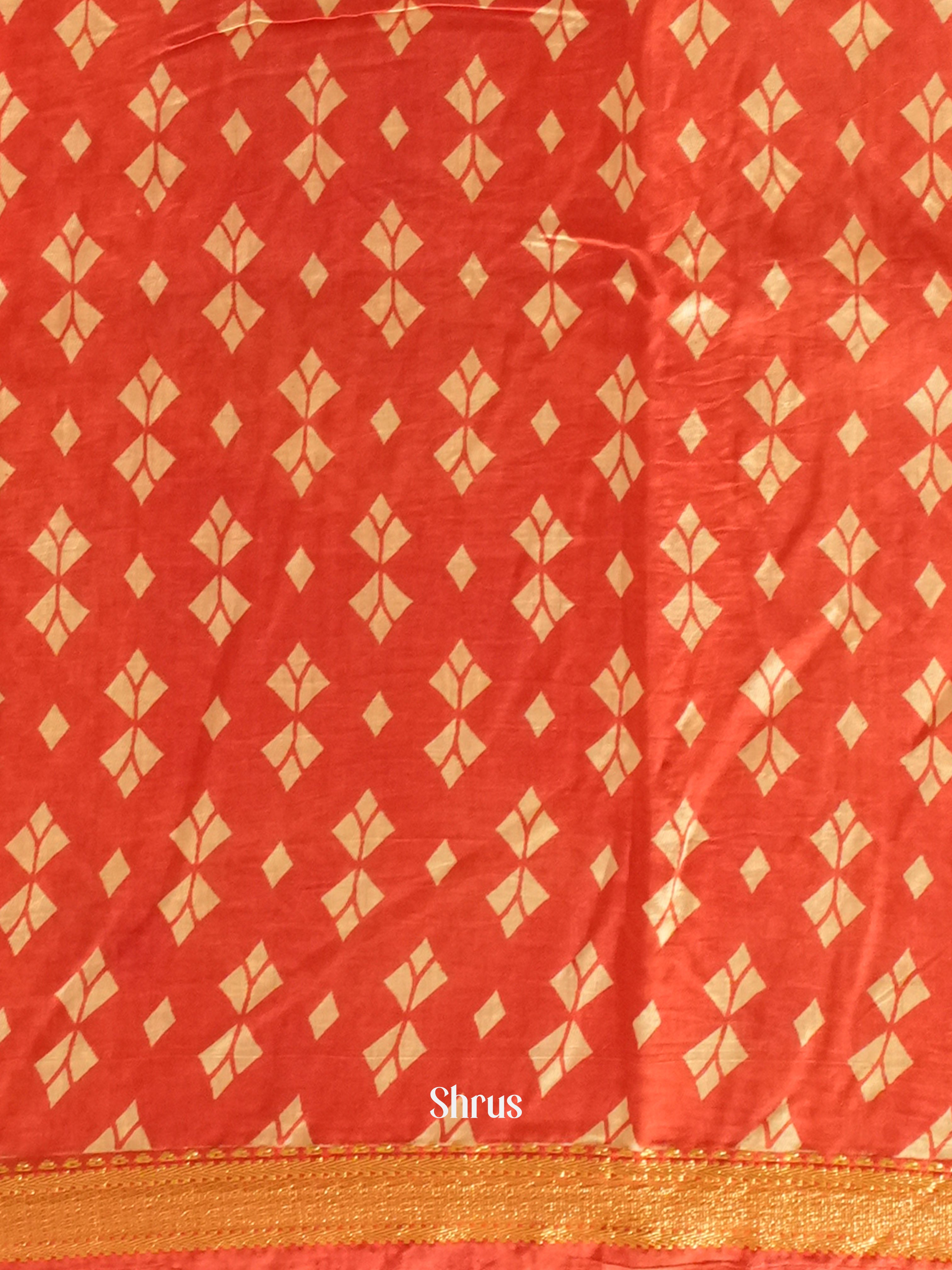 Red(Single Tone)- Semi Chanderi Saree - Shop on ShrusEternity.com
