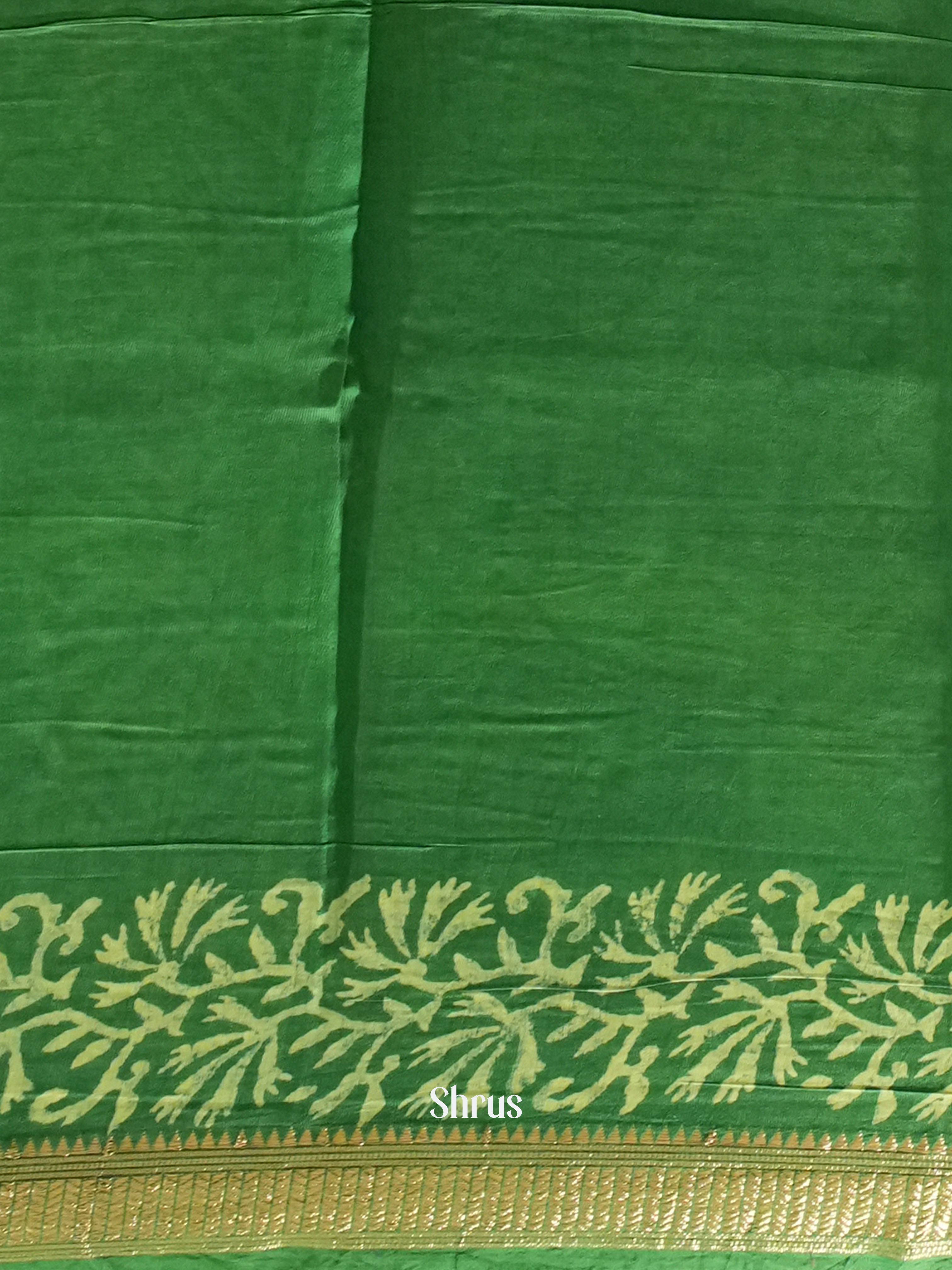 Green(Single Tone) - Semi Chanderi Saree - Shop on ShrusEternity.com