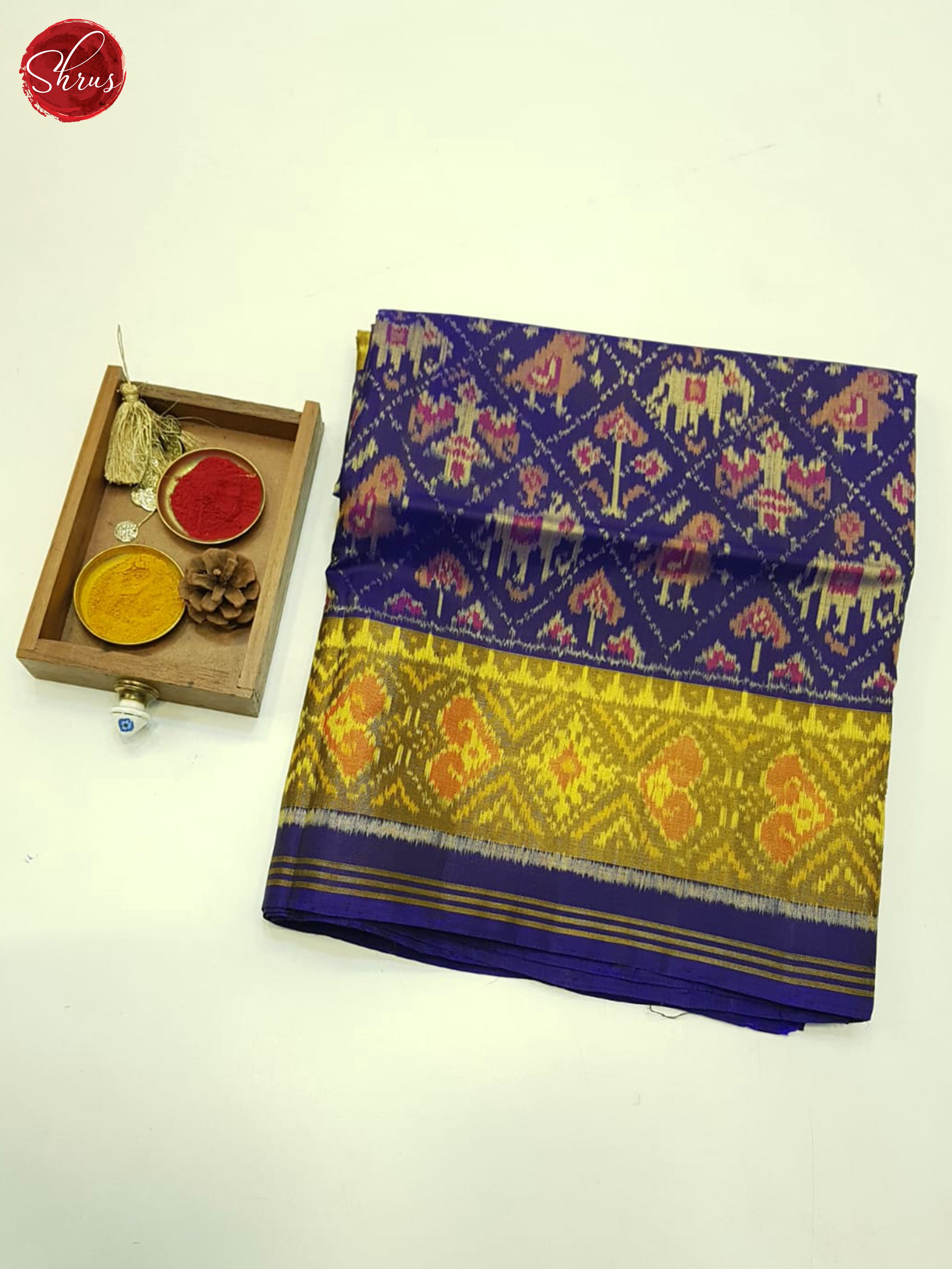 Blue(Single Tone)- Ikkat Silk Saree - Shop on ShrusEternity.com