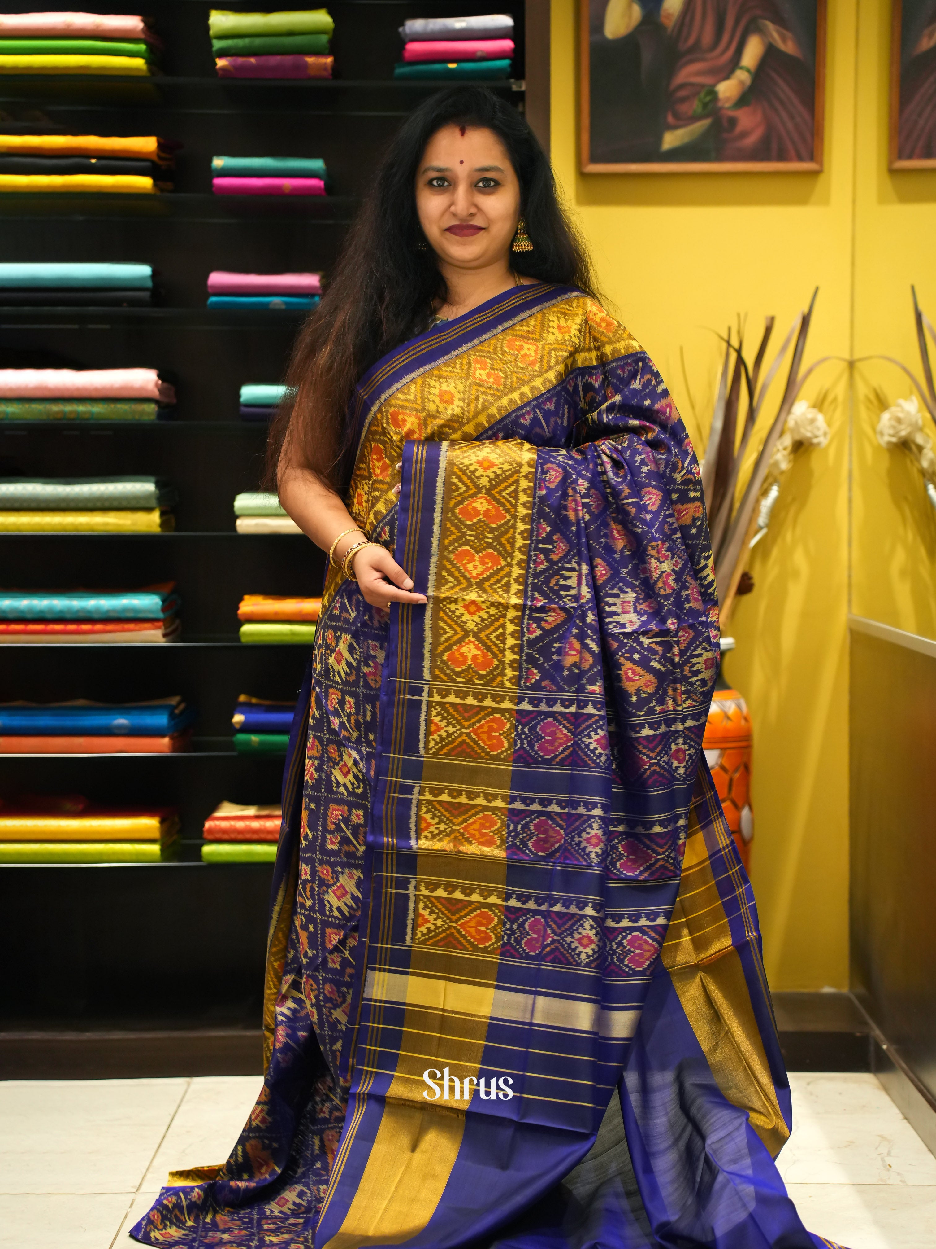 Blue(Single Tone)- Ikkat Silk Saree - Shop on ShrusEternity.com