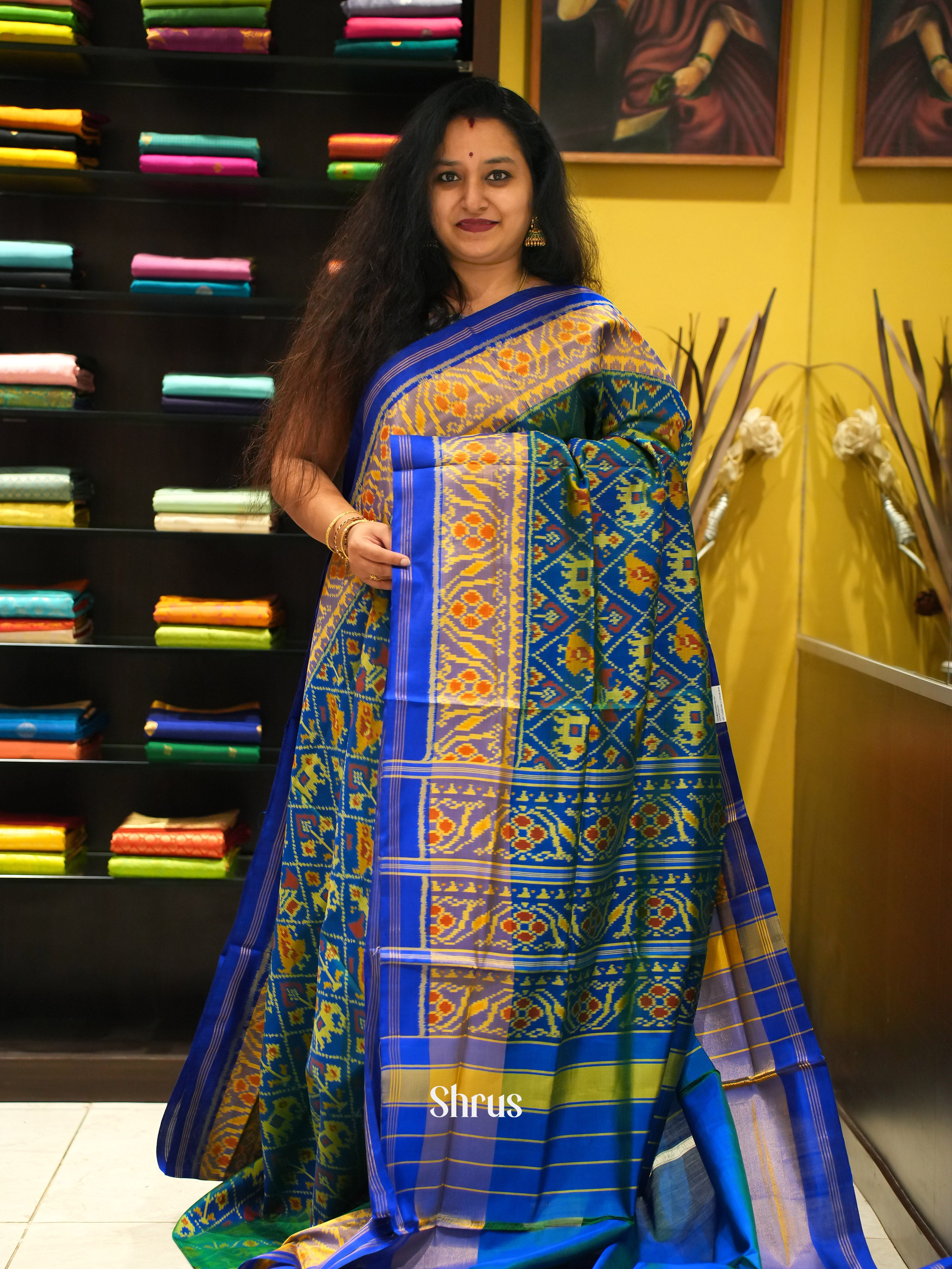 Blue - Ikkat Silk Saree