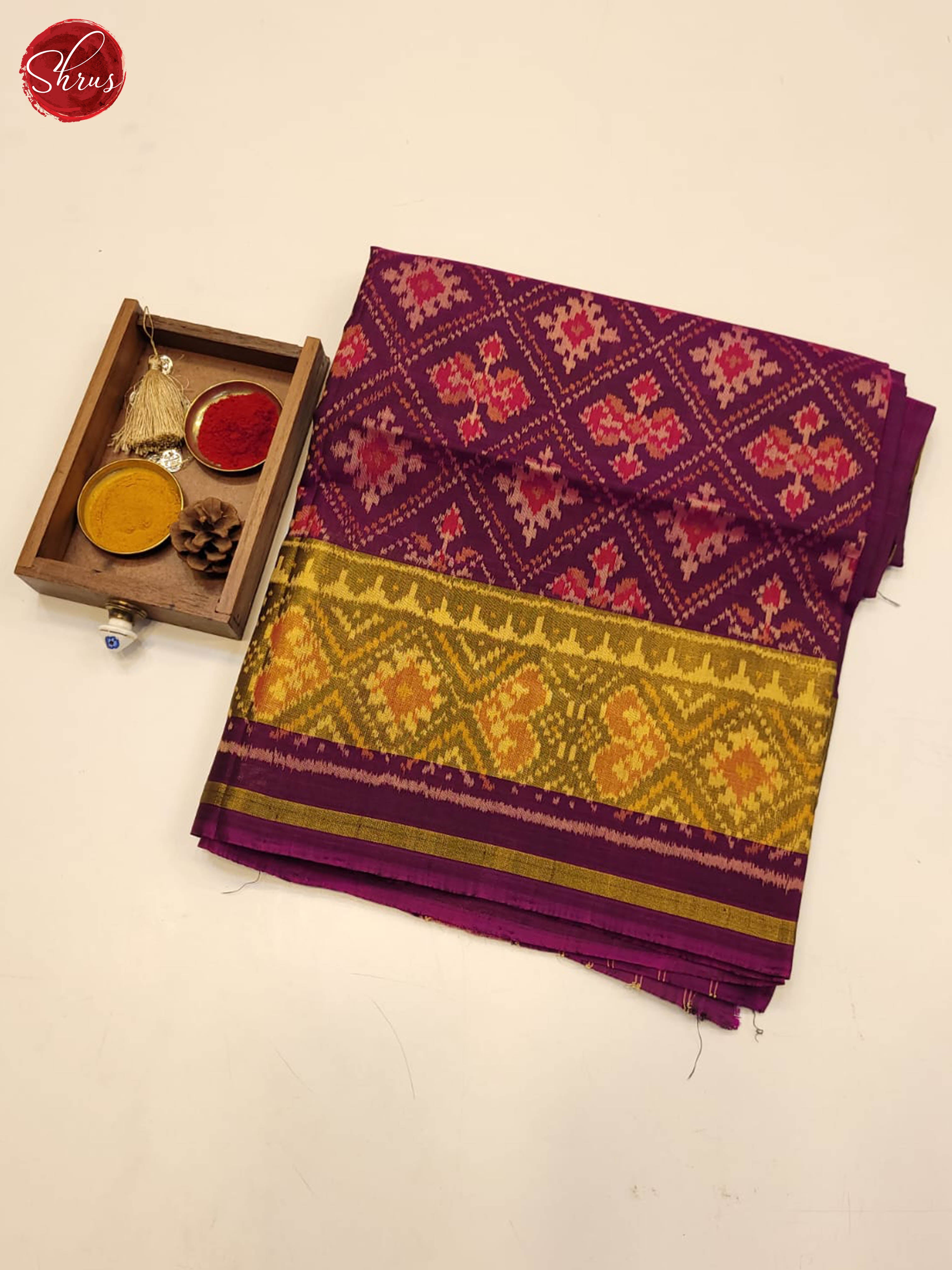 majenta pink & Green - Ikkat Silk Saree - Shop on ShrusEternity.com