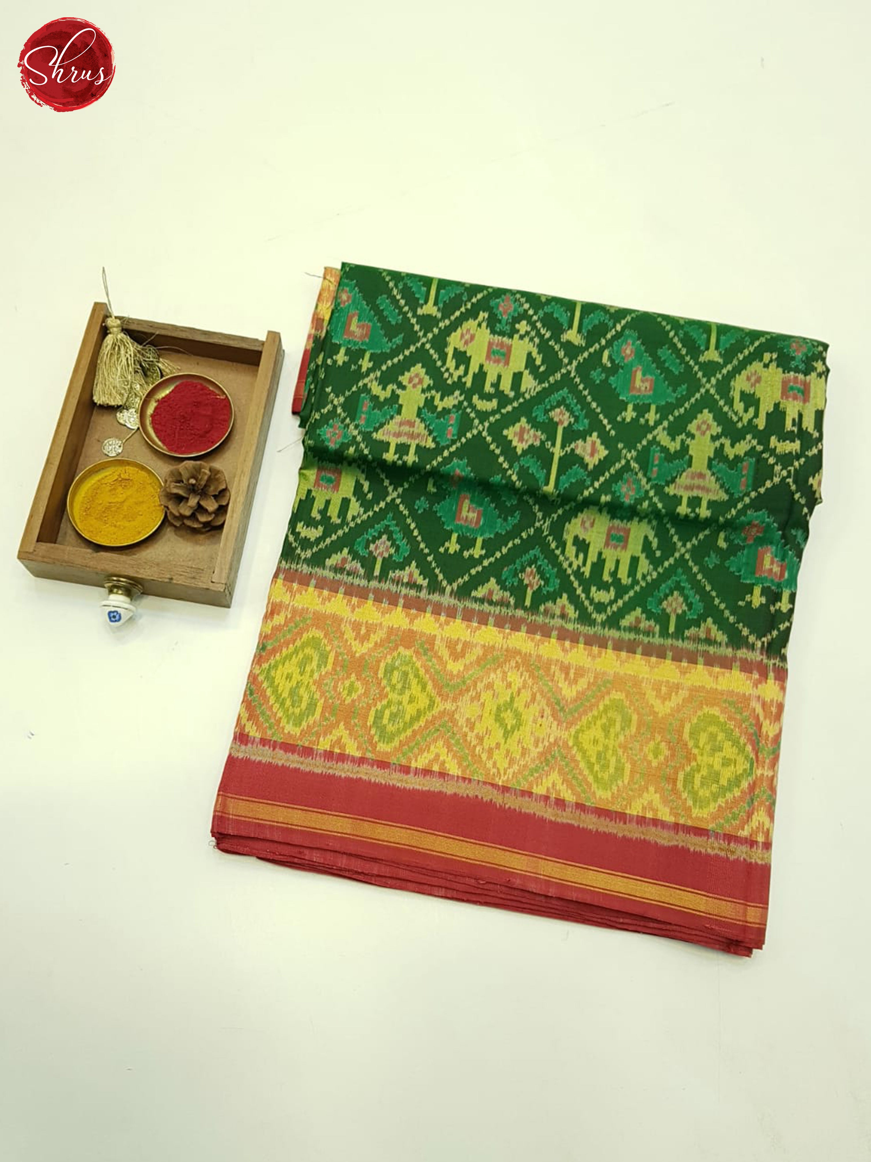 Green & Red - Ikkat Silk Saree - Shop on ShrusEternity.com