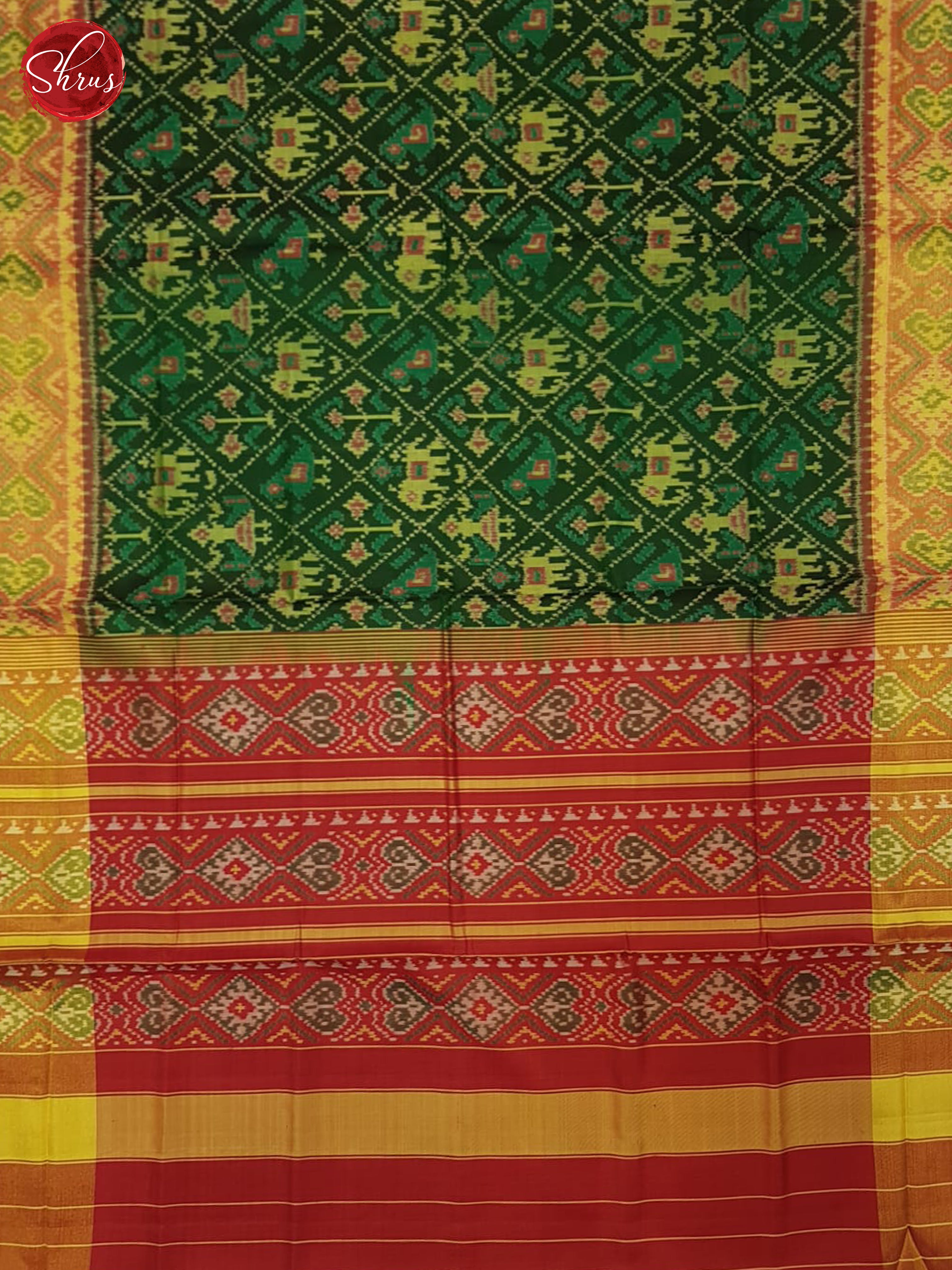 Green & Red - Ikkat Silk Saree - Shop on ShrusEternity.com