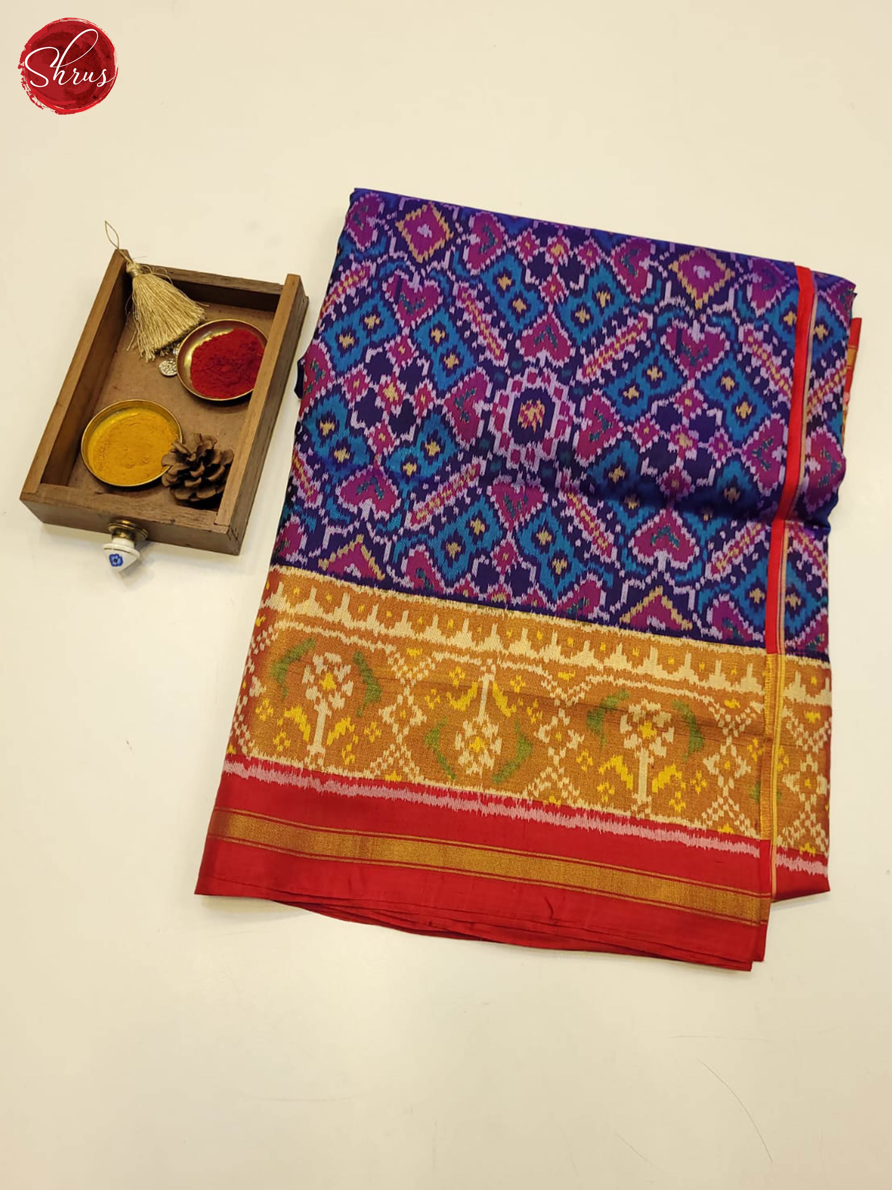 Blue and Red- Ikkat Silk Saree - Shop on ShrusEternity.com