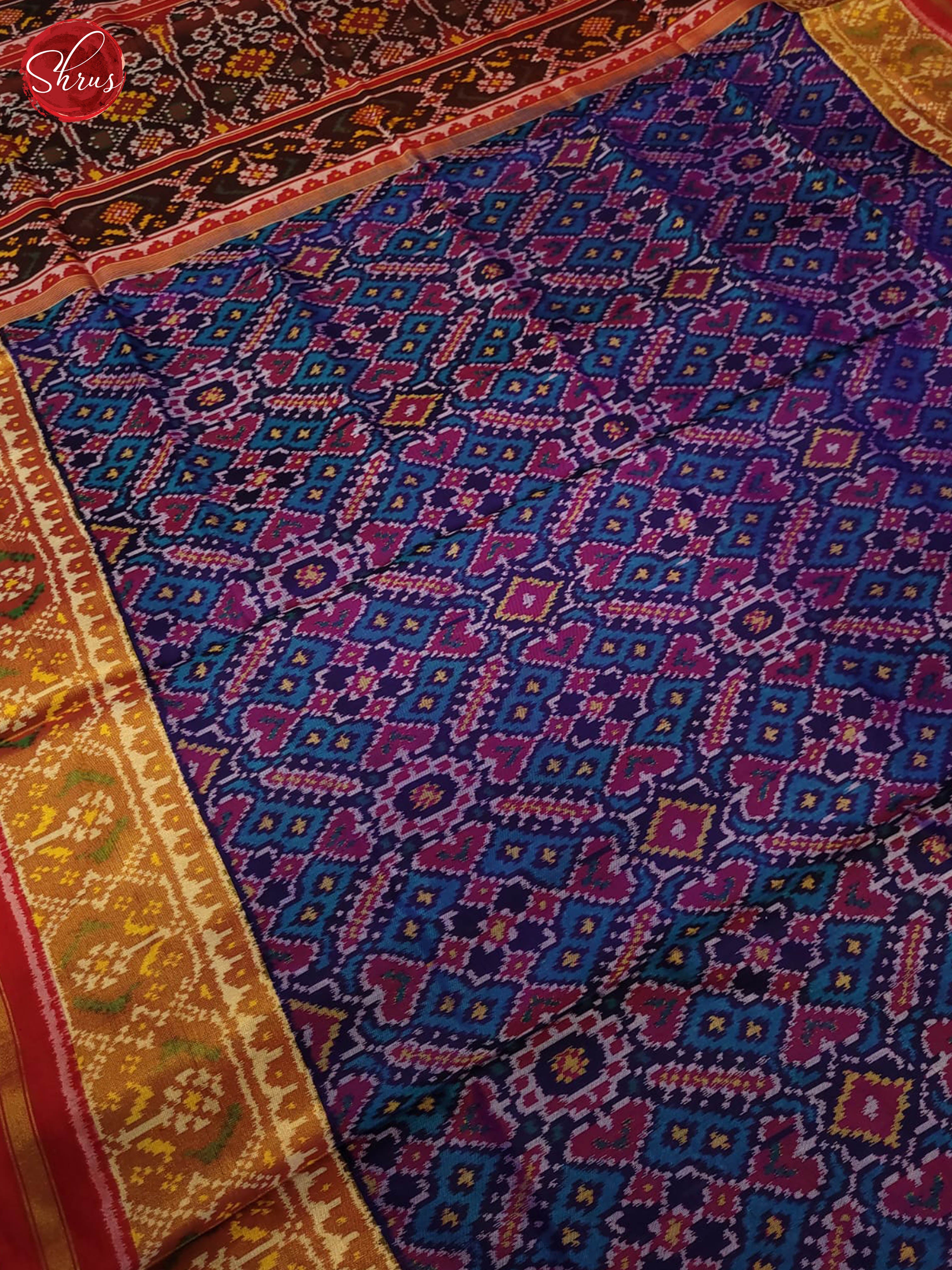 Blue and Red- Ikkat Silk Saree - Shop on ShrusEternity.com