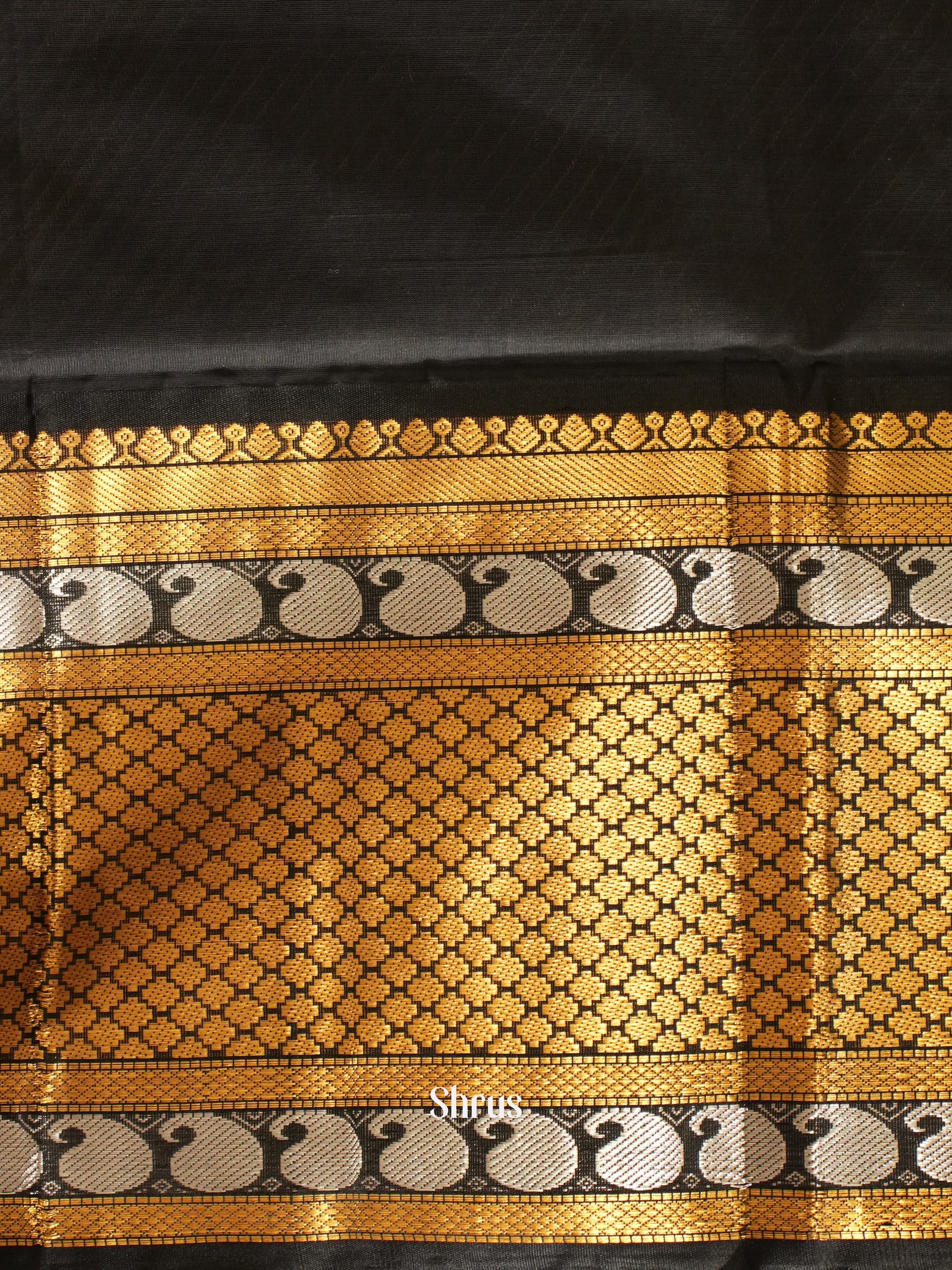 Blue and black- Silk cotton saree - Shop on ShrusEternity.com