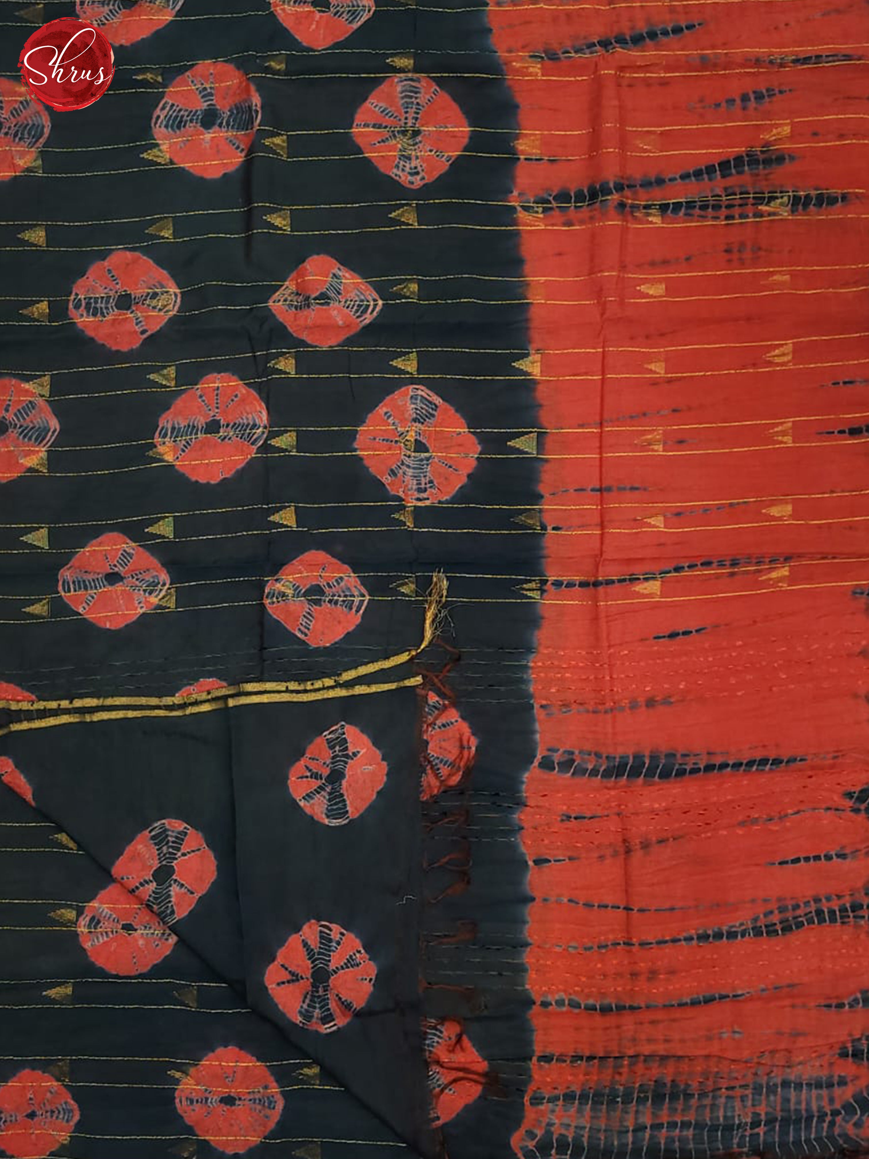 Green & Red- Semi Chanderi Saree - Shop on ShrusEternity.com