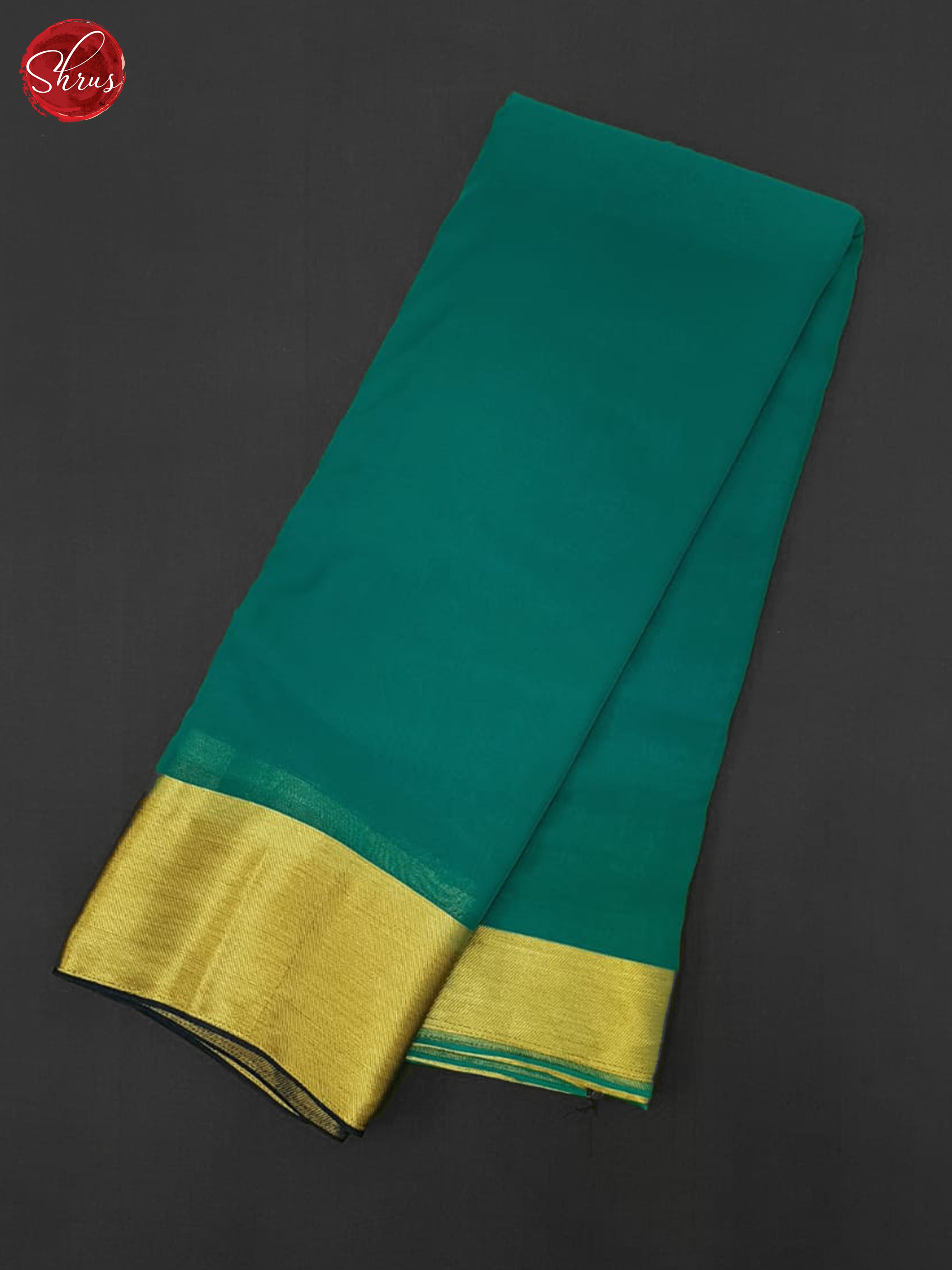 Teal Blue & Blue - Semi Mysore Silk Saree - Shop on ShrusEternity.com