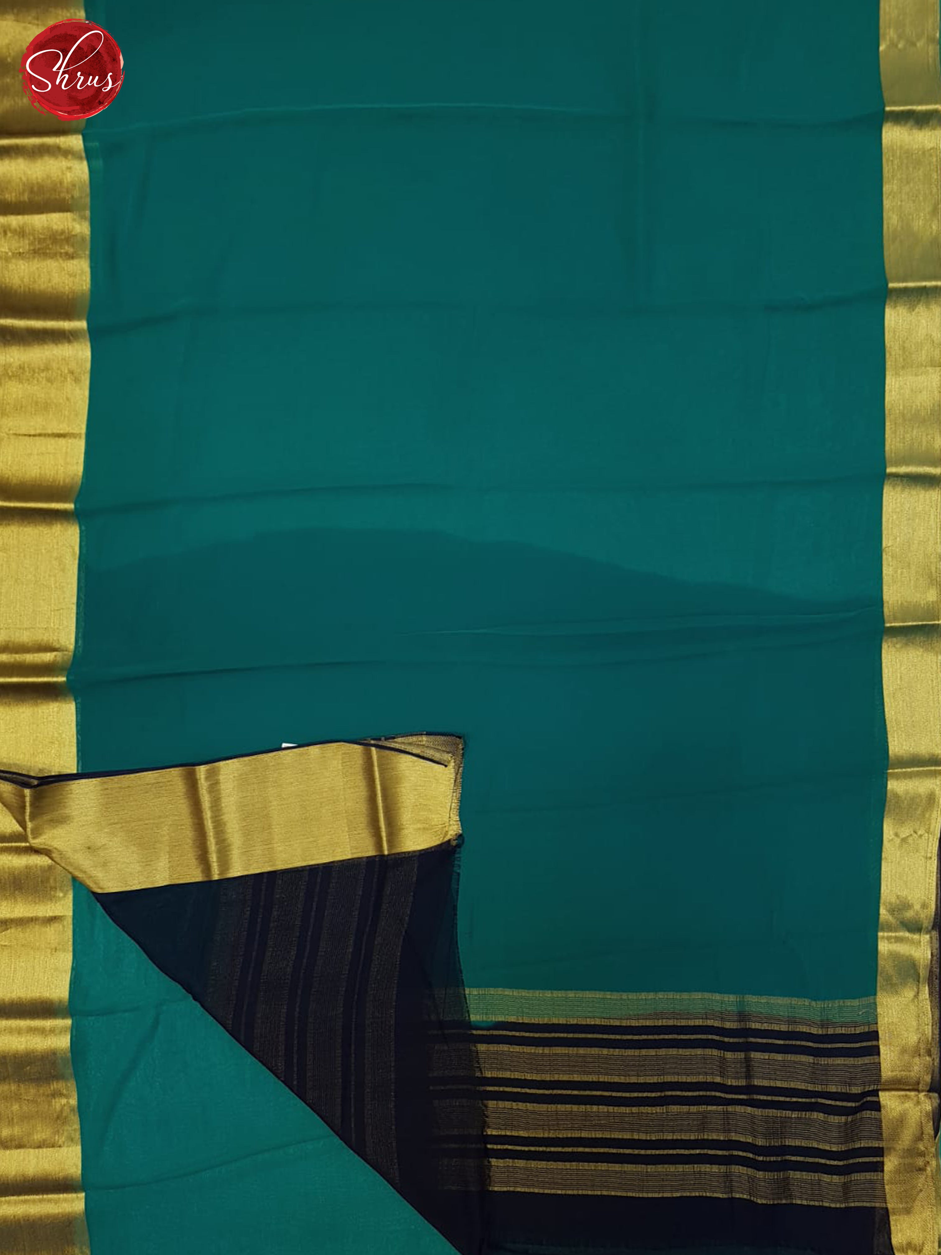 Teal Blue & Blue - Semi Mysore Silk Saree - Shop on ShrusEternity.com