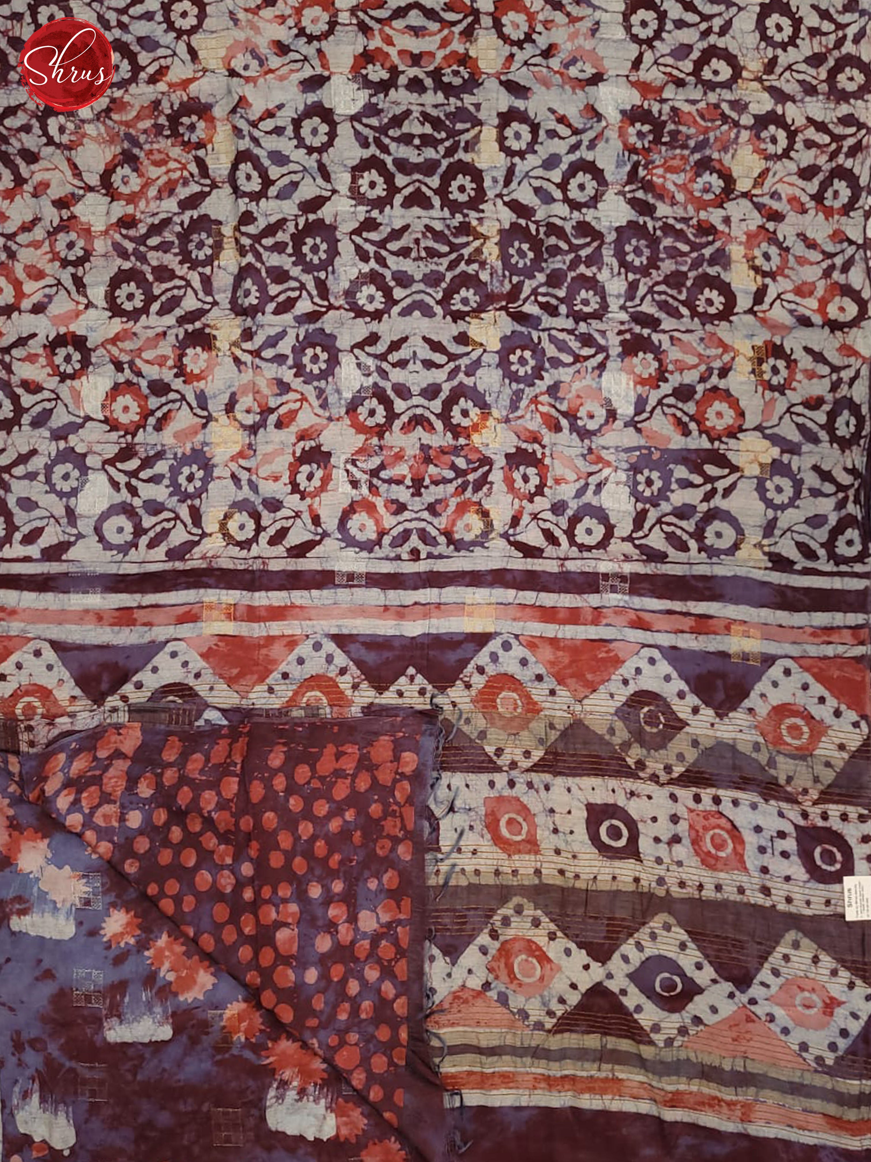 Red & Maroon - Semi Chanderi Saree - Shop on ShrusEternity.com