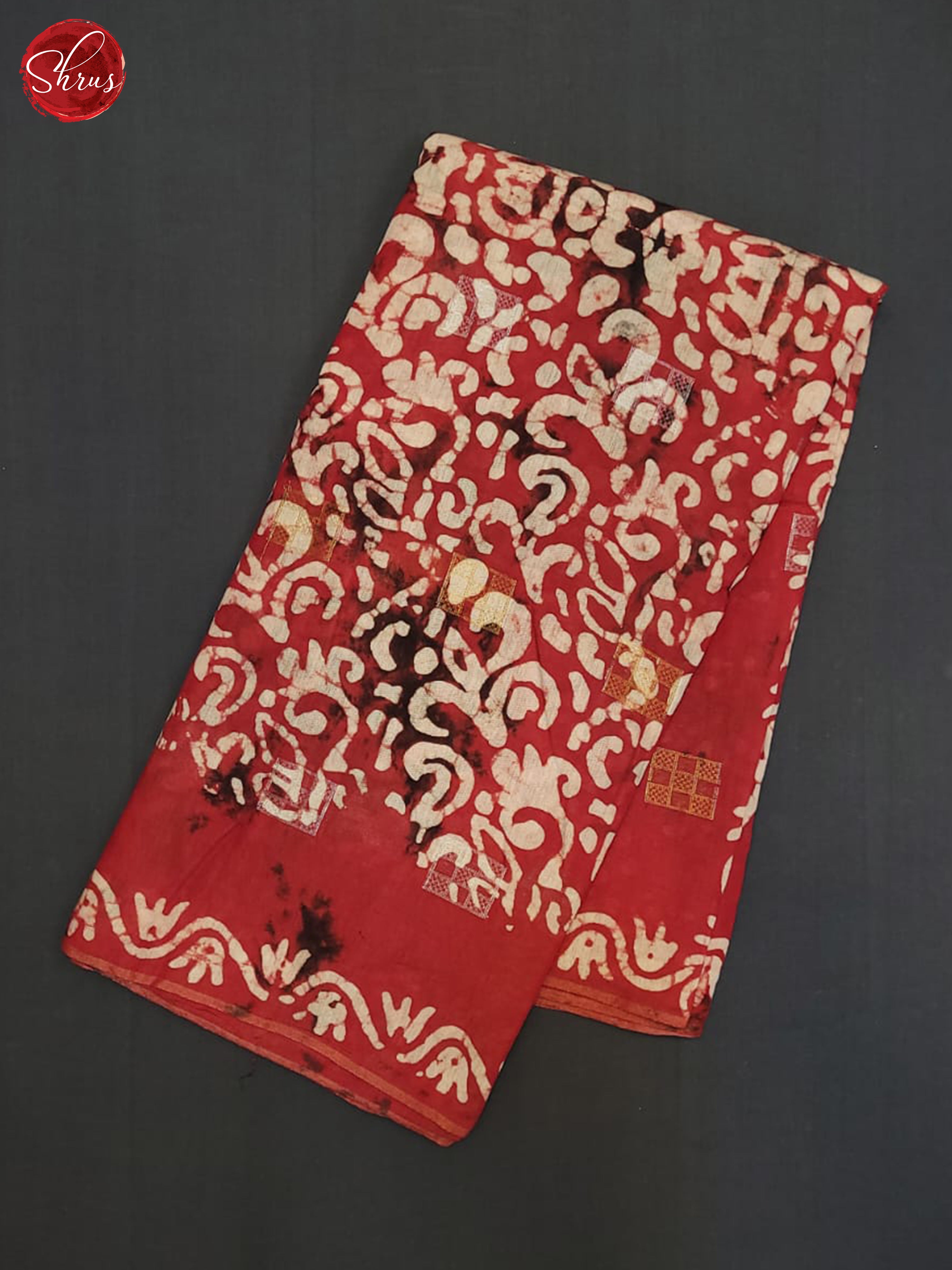 Red & Cream - Semi Chanderi Saree - Shop on ShrusEternity.com